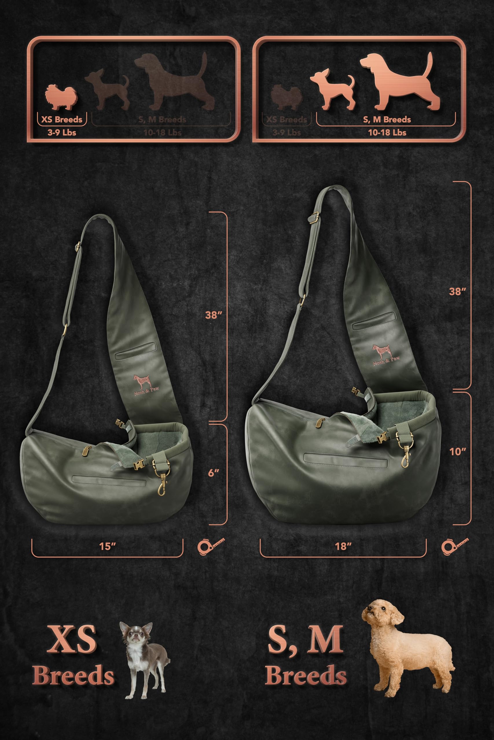 Noah & Paw dog sling carrier safety-clip image demonstrates triple-layer safety for added peace of mind.