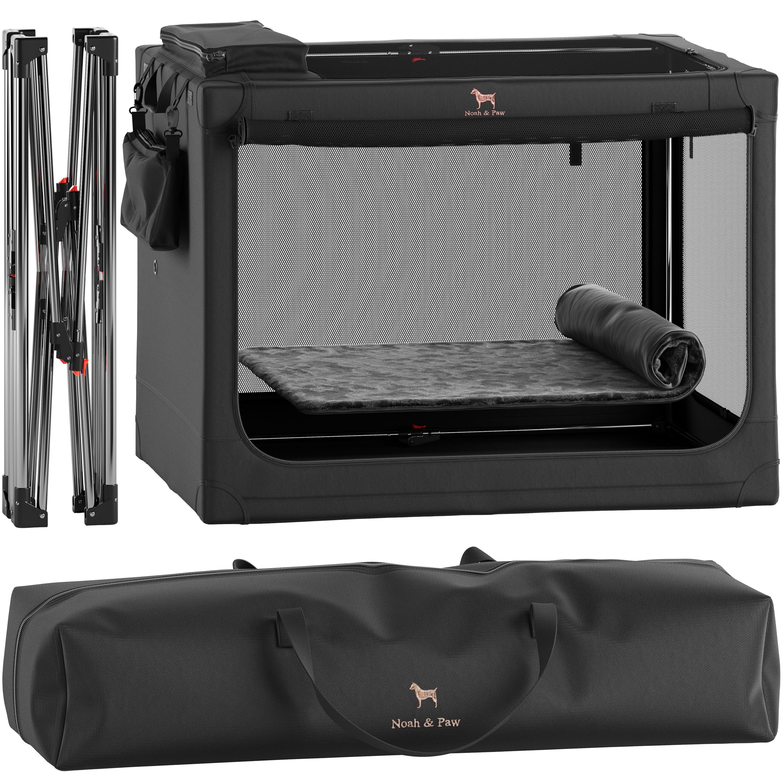 Noah & Paw collapsible crate closed view for space-saving storage.