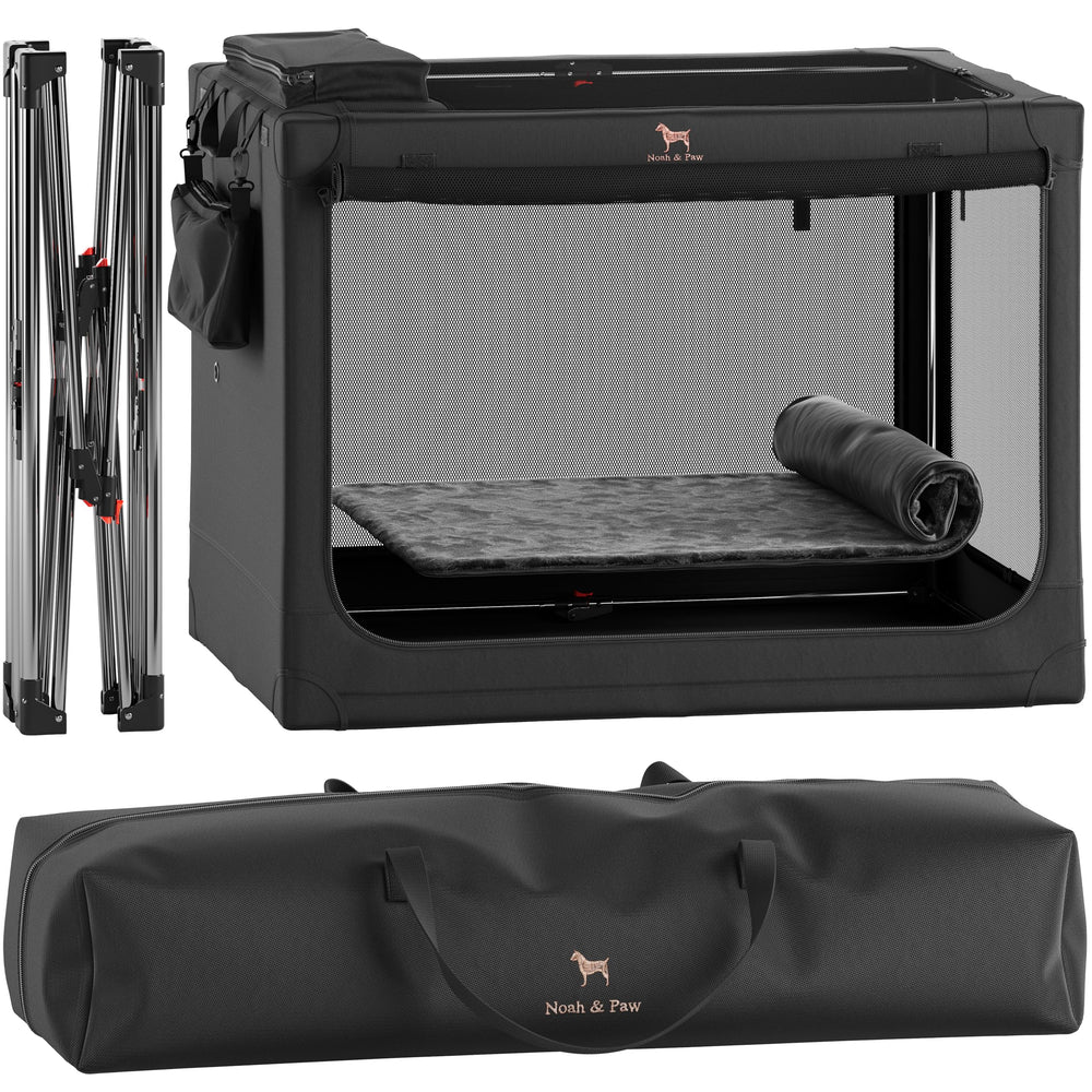 Noah & Paw collapsible crate closed view for space-saving storage.