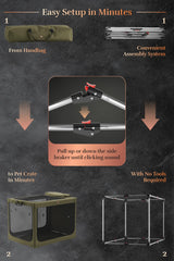 Noah & Paw collapsible dog crate mesh panels maximize ventilation.