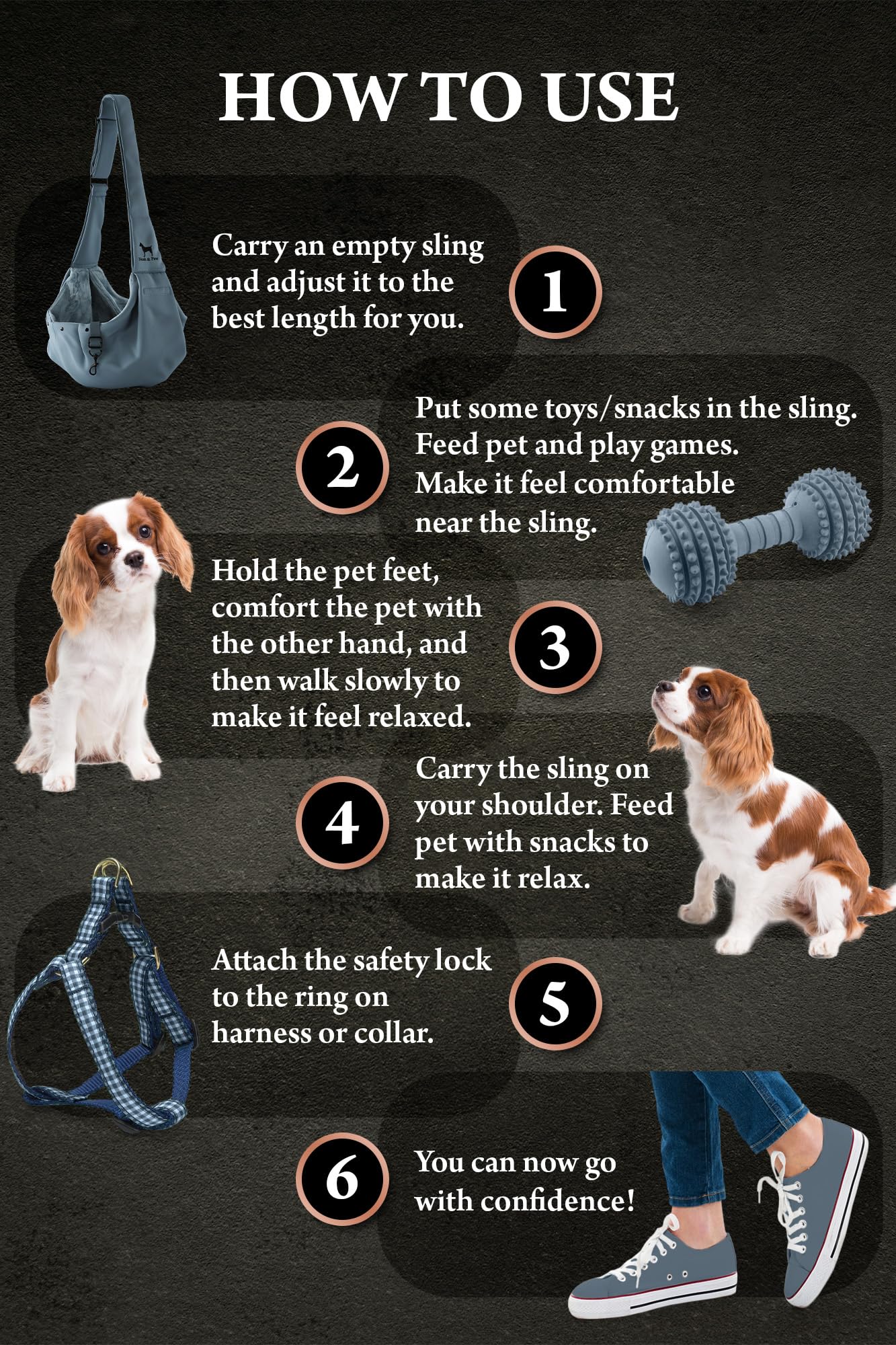 NOAH & PAW dog sling used on casual walks offers hands-free convenience.