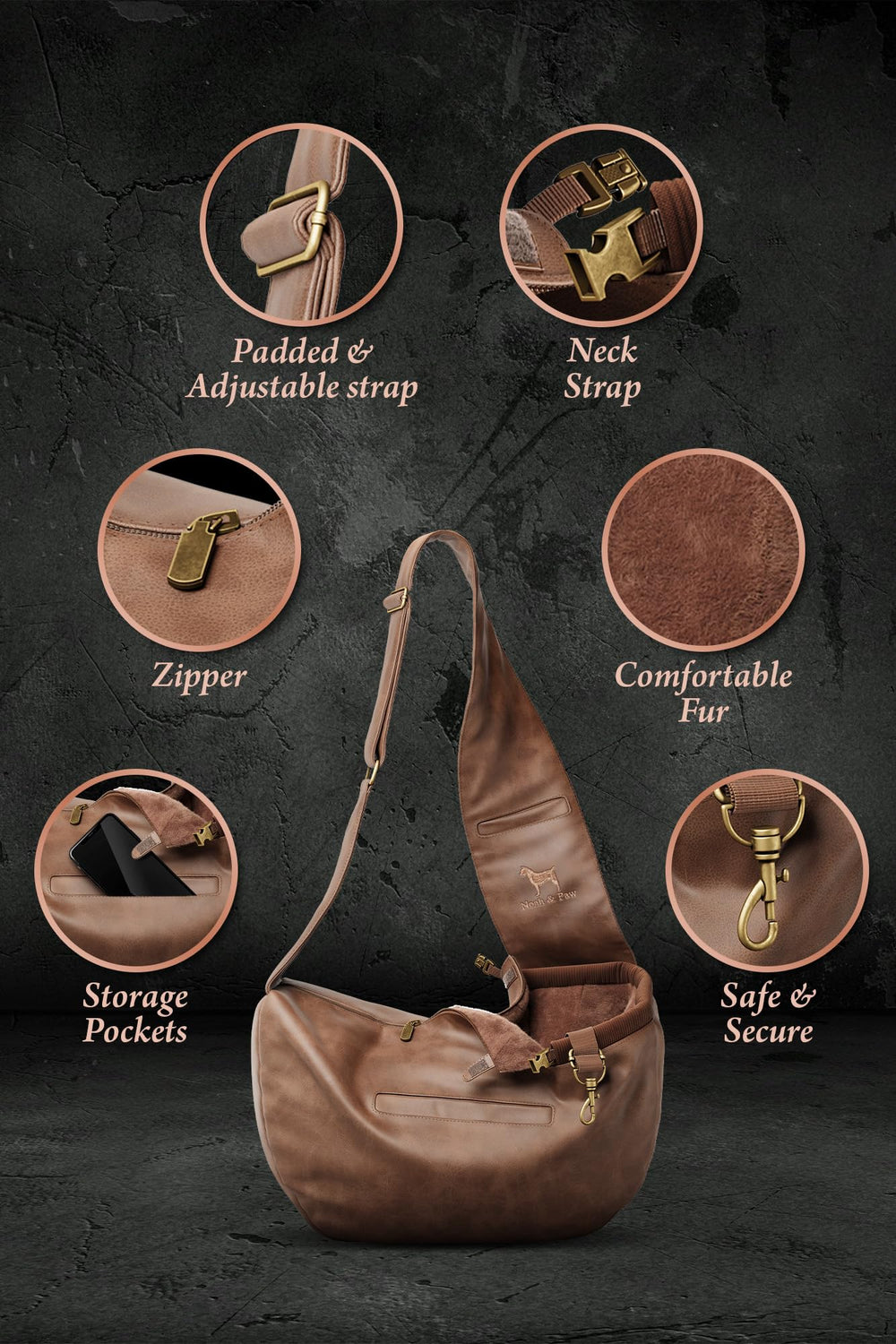 Noah & Paw pockets close-up reveals magnetic storage for keys and treats.