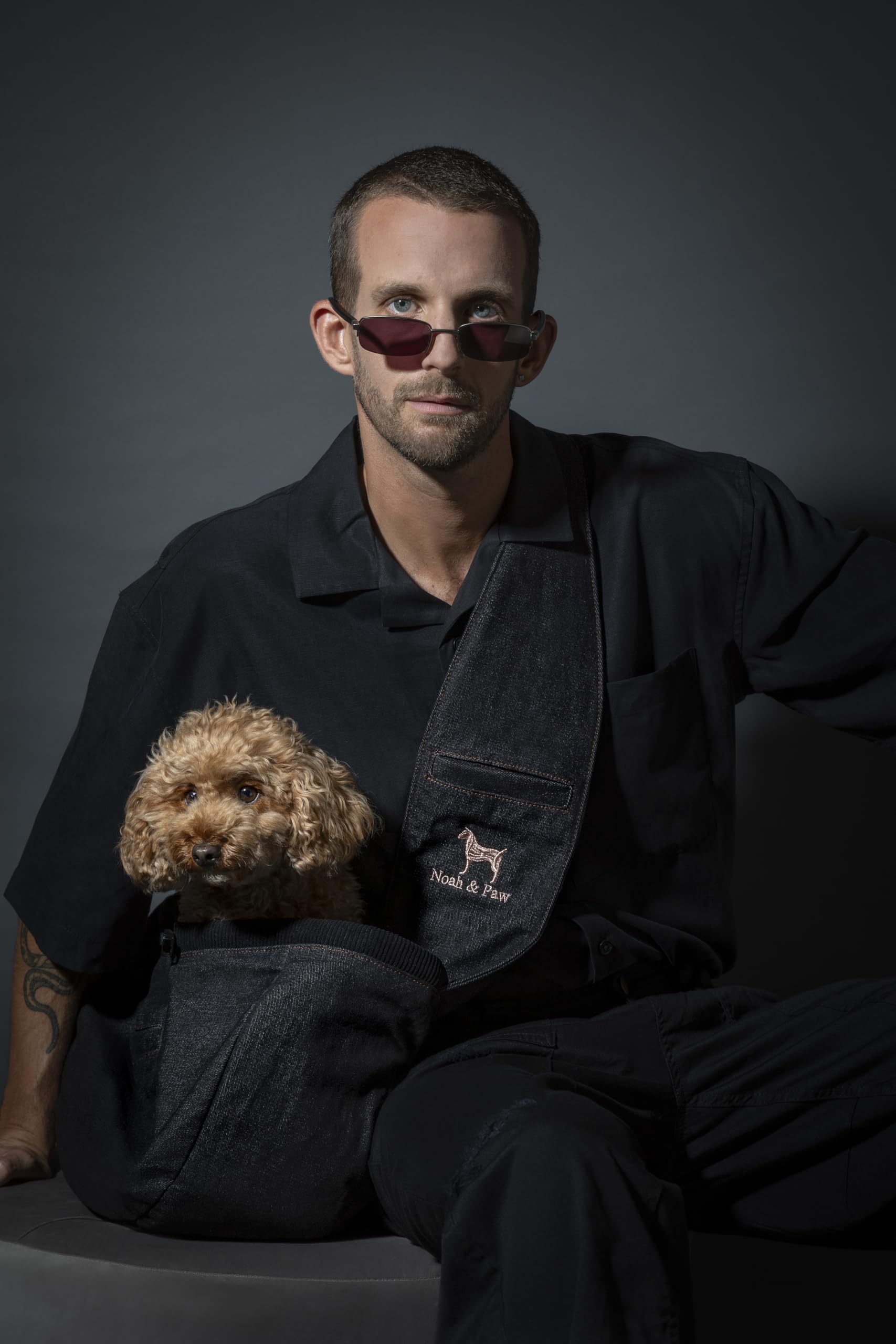 Noah & Paw dog sling-safety-clip demonstrates triple-layer protection for safe travels.