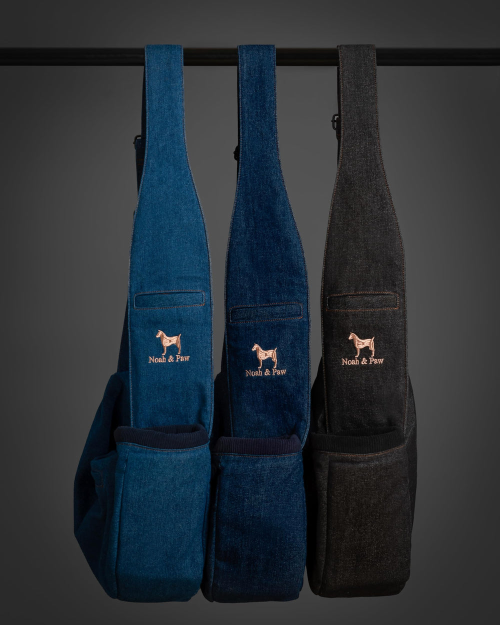 NOAH & PAW travel-ready sling suits city trips with pets.