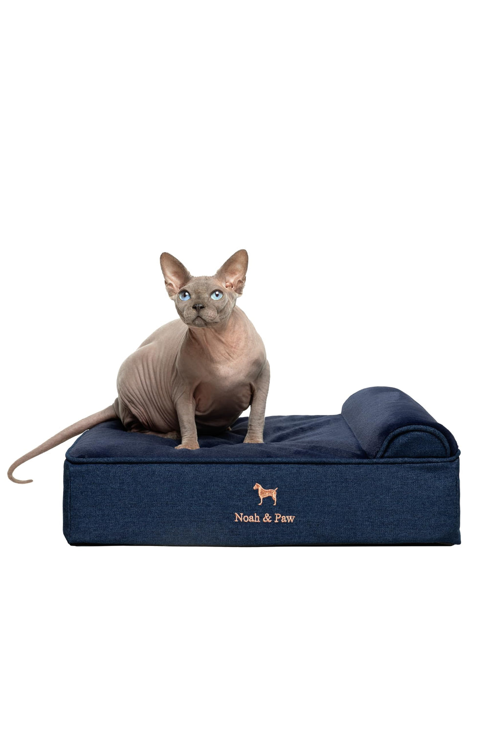 NOAH & PAW small dog bed denim top view showing plush cushioning for nap comfort