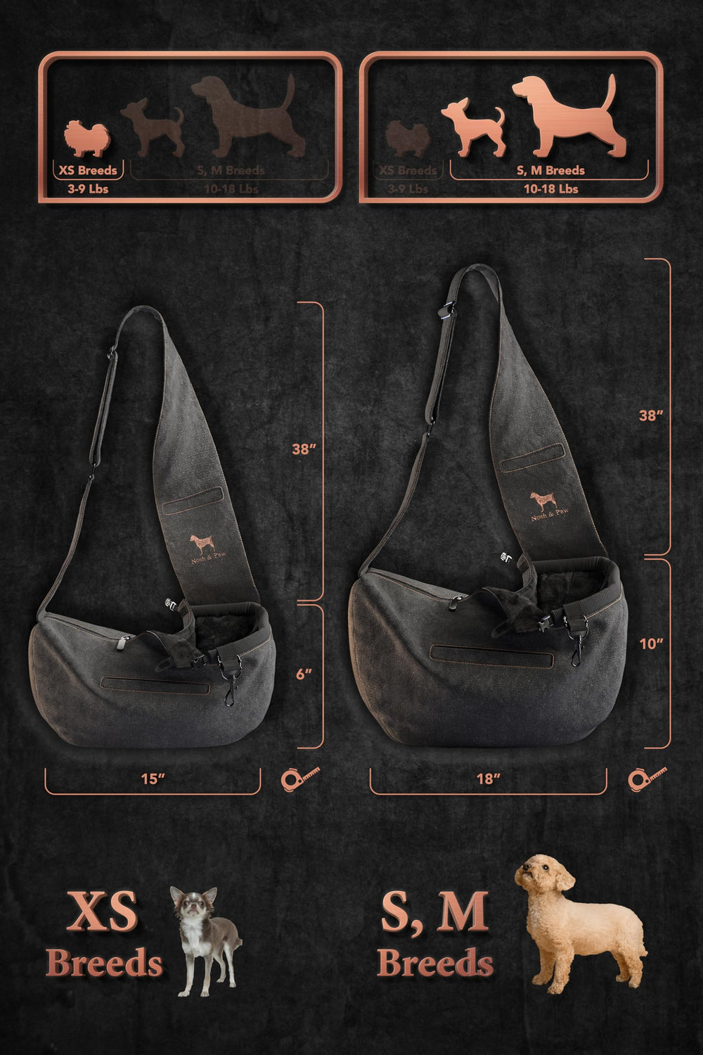 Noah & Paw small-pet-sling-pocket highlights magnetic pockets for essentials.