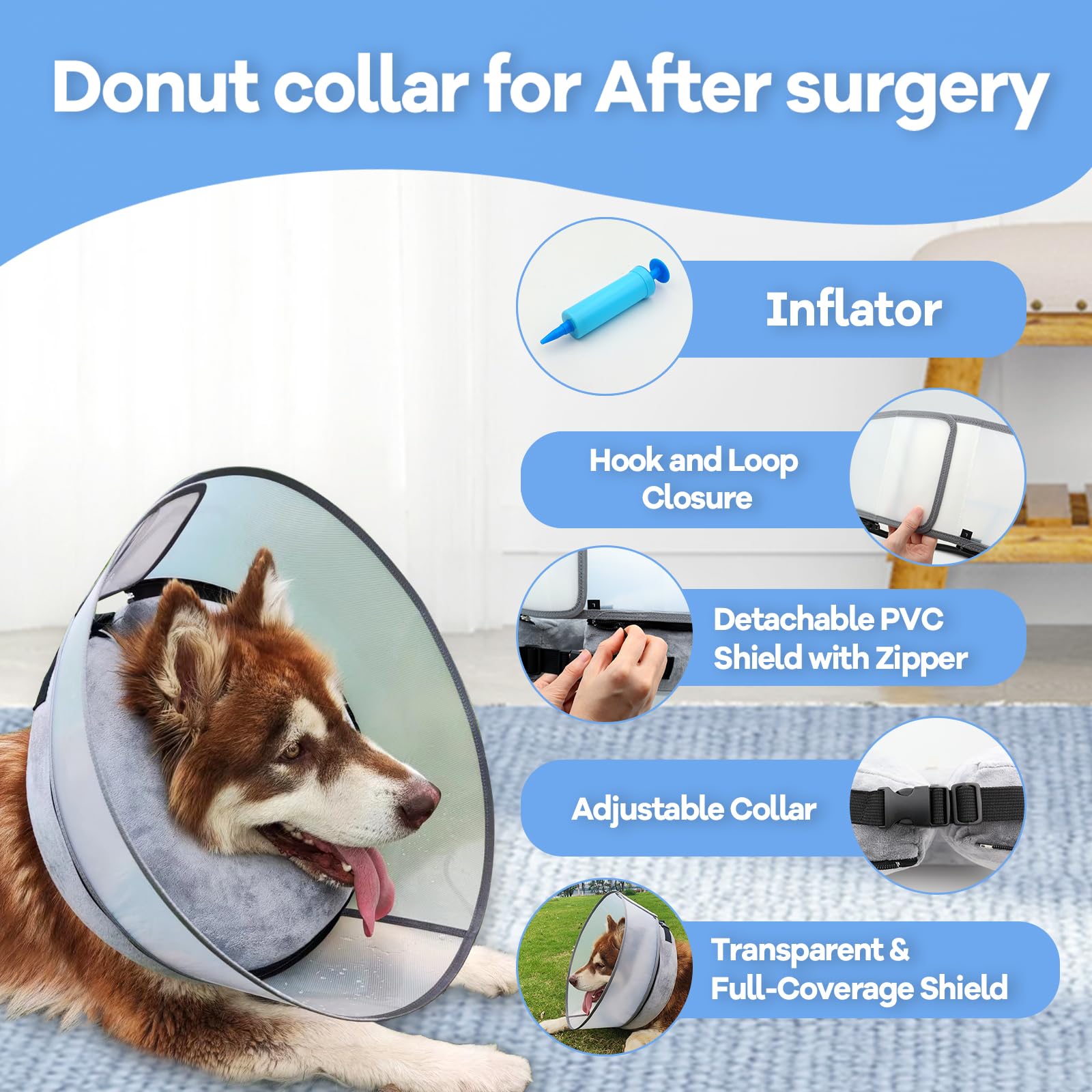 NoarWin soft breathable material, lightweight collar ideal for post-op recovery