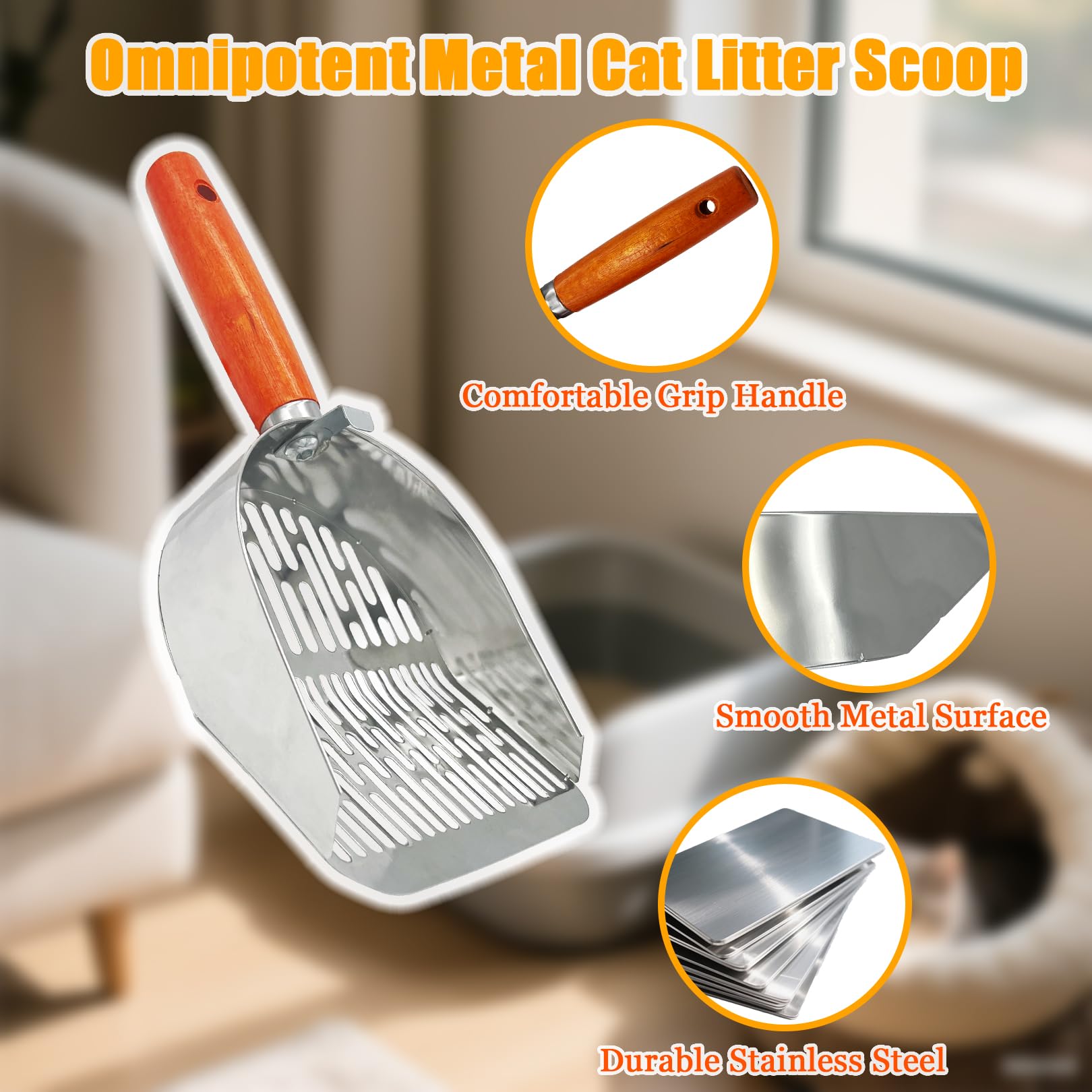 Nobiqfoq cat litter scoop sifter catches wet clumps while clean litter passes through