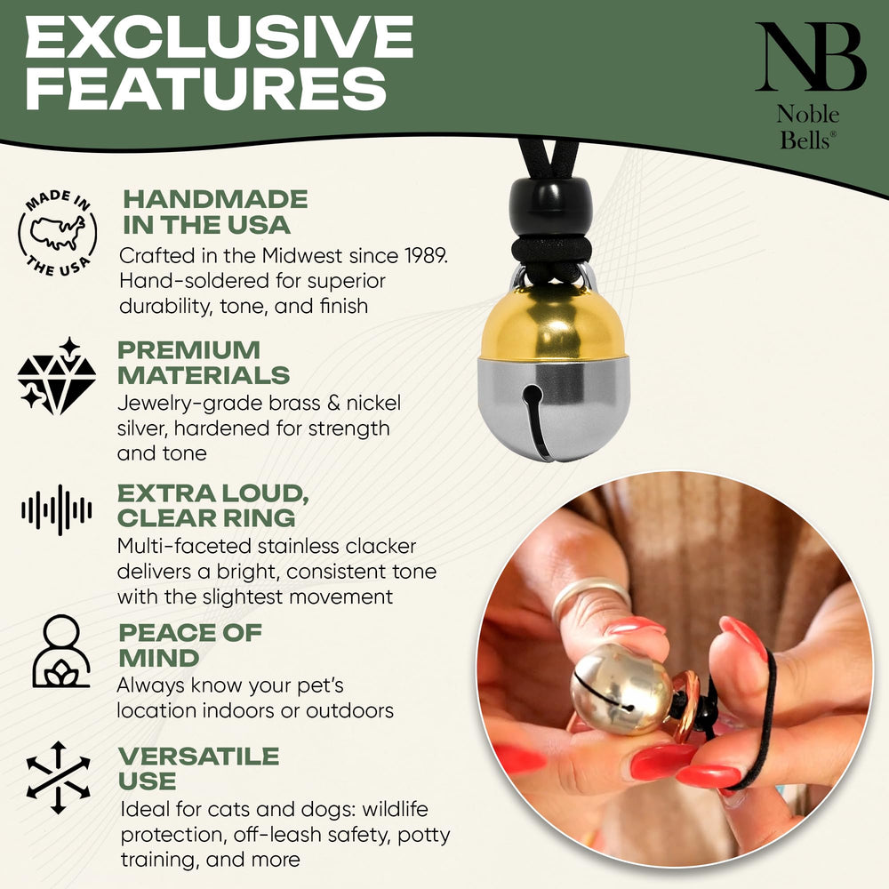 Noble Bells brass nickel silver detail highlights premium materials and long-lasting tone.
