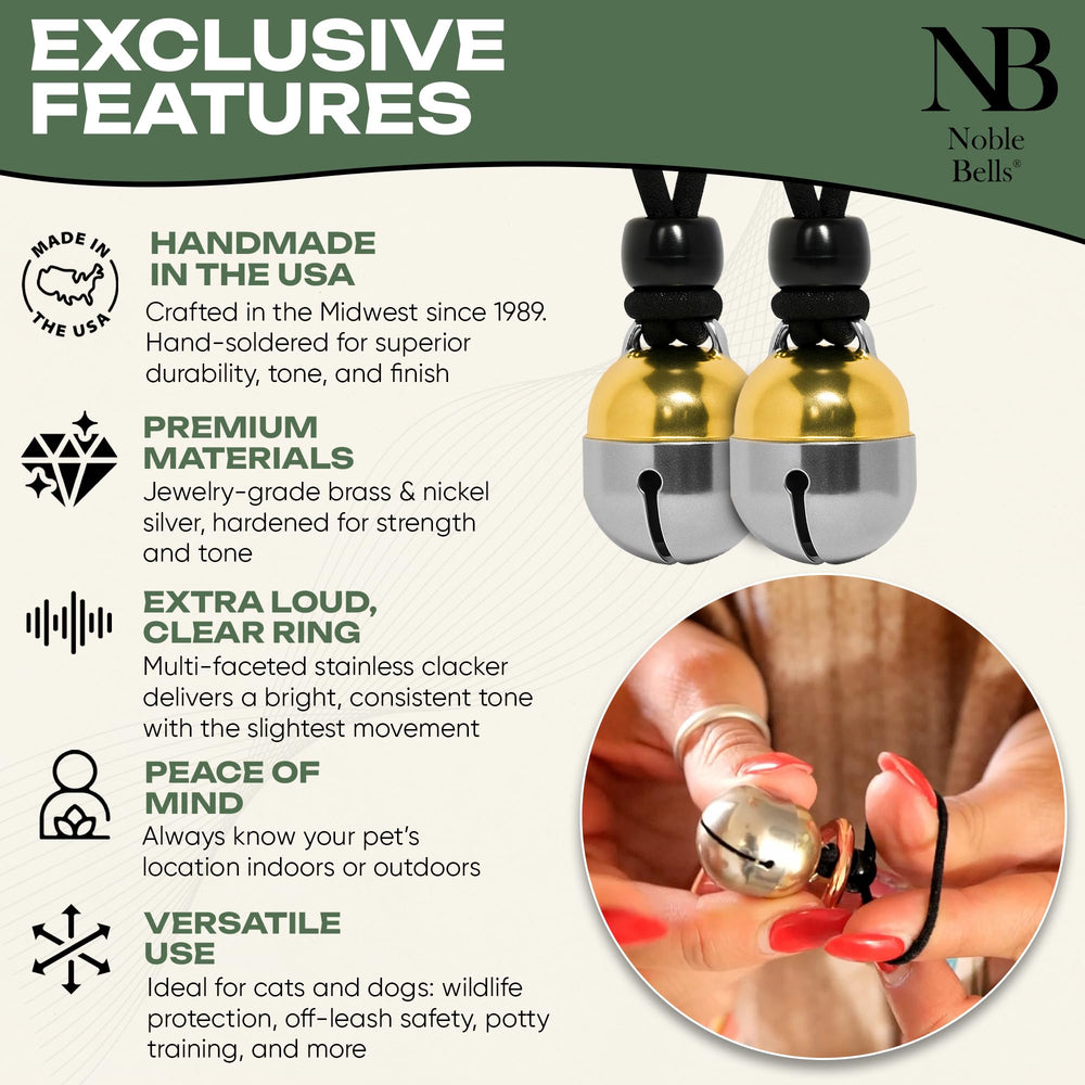 Noble Bells collar bell on pet-wear enhances visibility during outdoor play