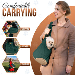 NoblePup Harness Clip secures small dogs during journeys in the carrier.