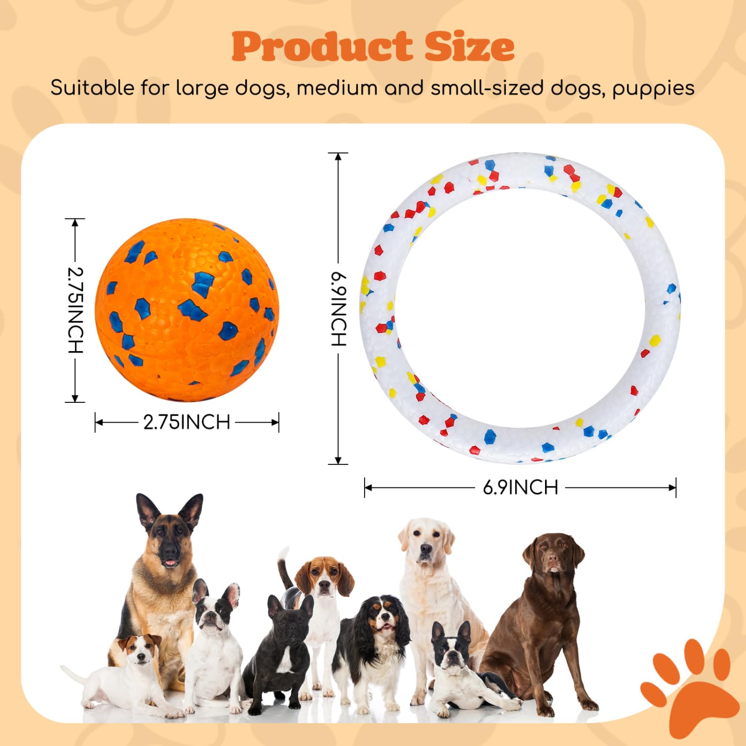 Nobleza dog balls colorful popcorn-yellow-blue: visually stimulating for focus