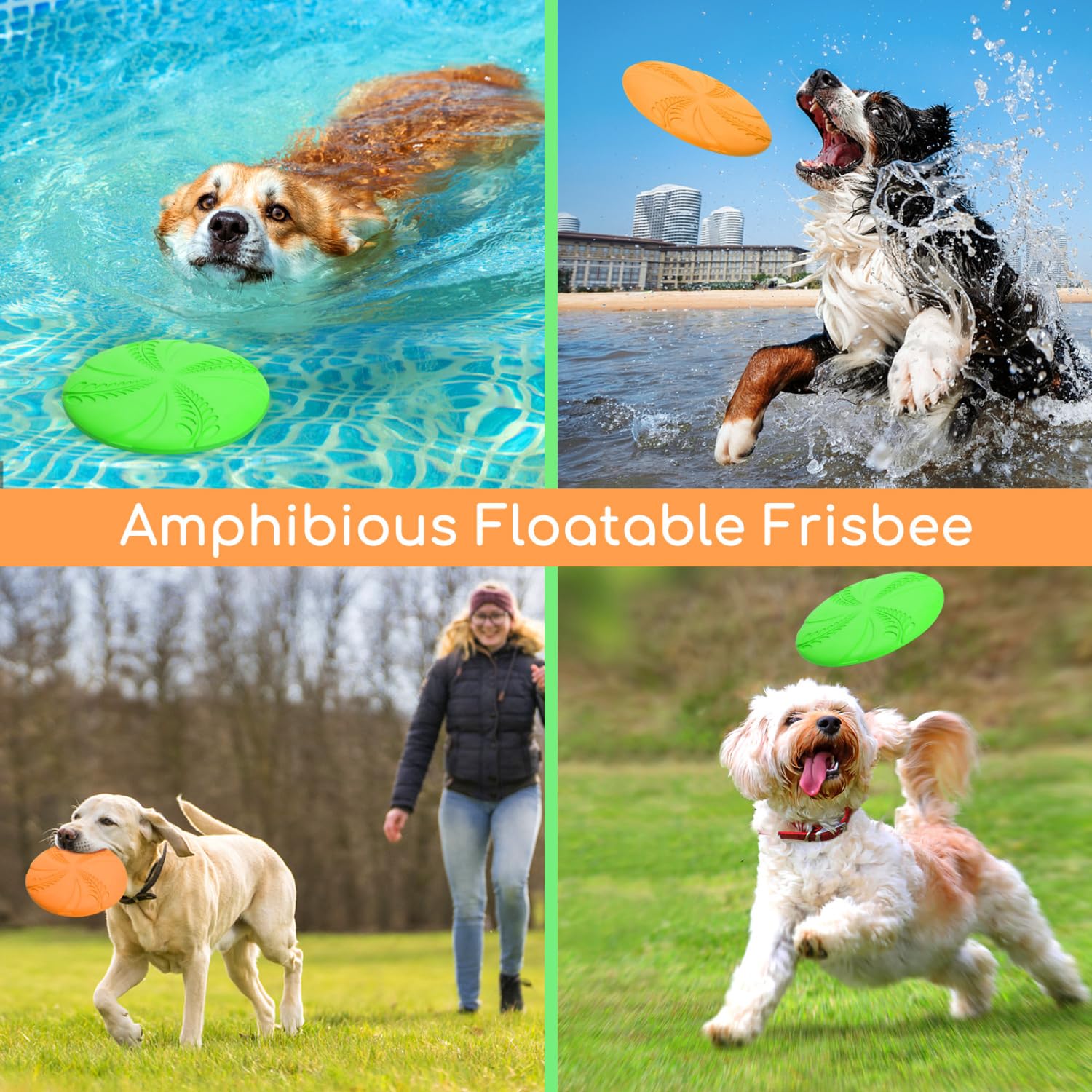 Nobleza dog flying disc doubles as a travel bowl after play.