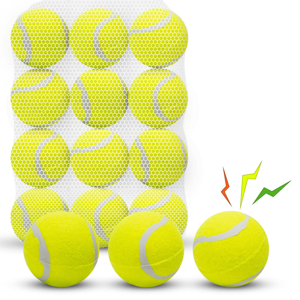 Nobleza dog tennis balls 12-pack with bright yellow color for easy backyard fetch