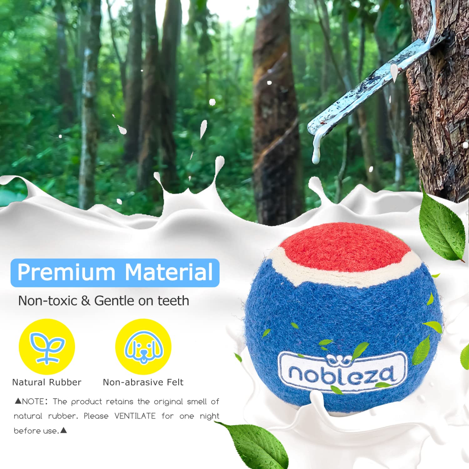 Nobleza dog tennis ball durable rubber construction for lasting use