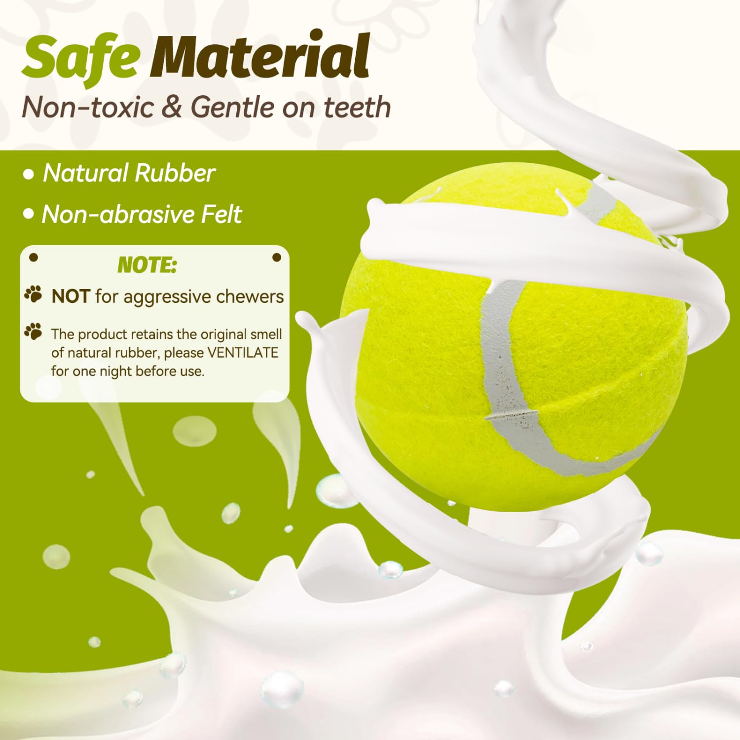 Nobleza safe natural rubber ball with soft felt for gentle teeth contact