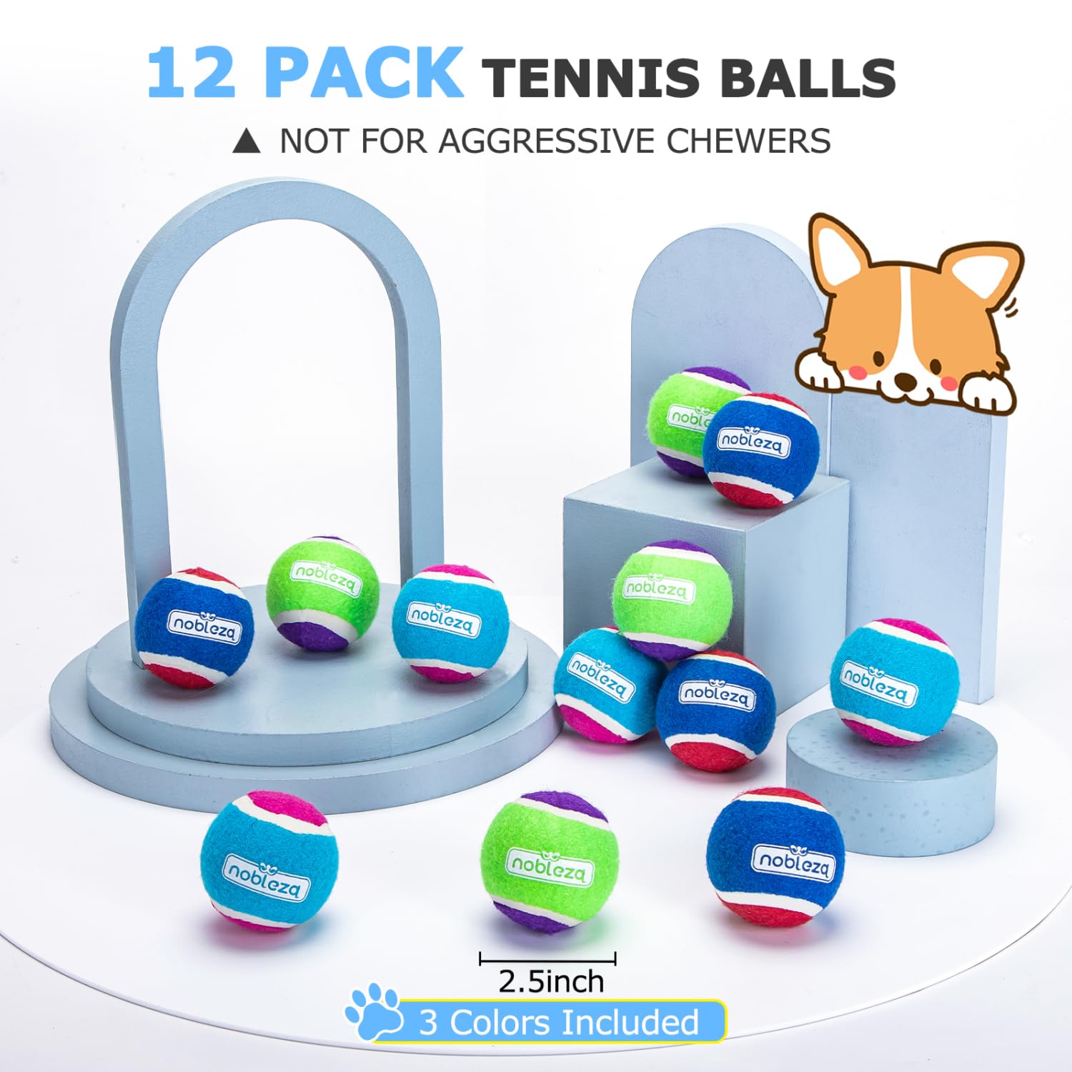 Nobleza dog tennis ball soft felt surface gentle on teeth during play
