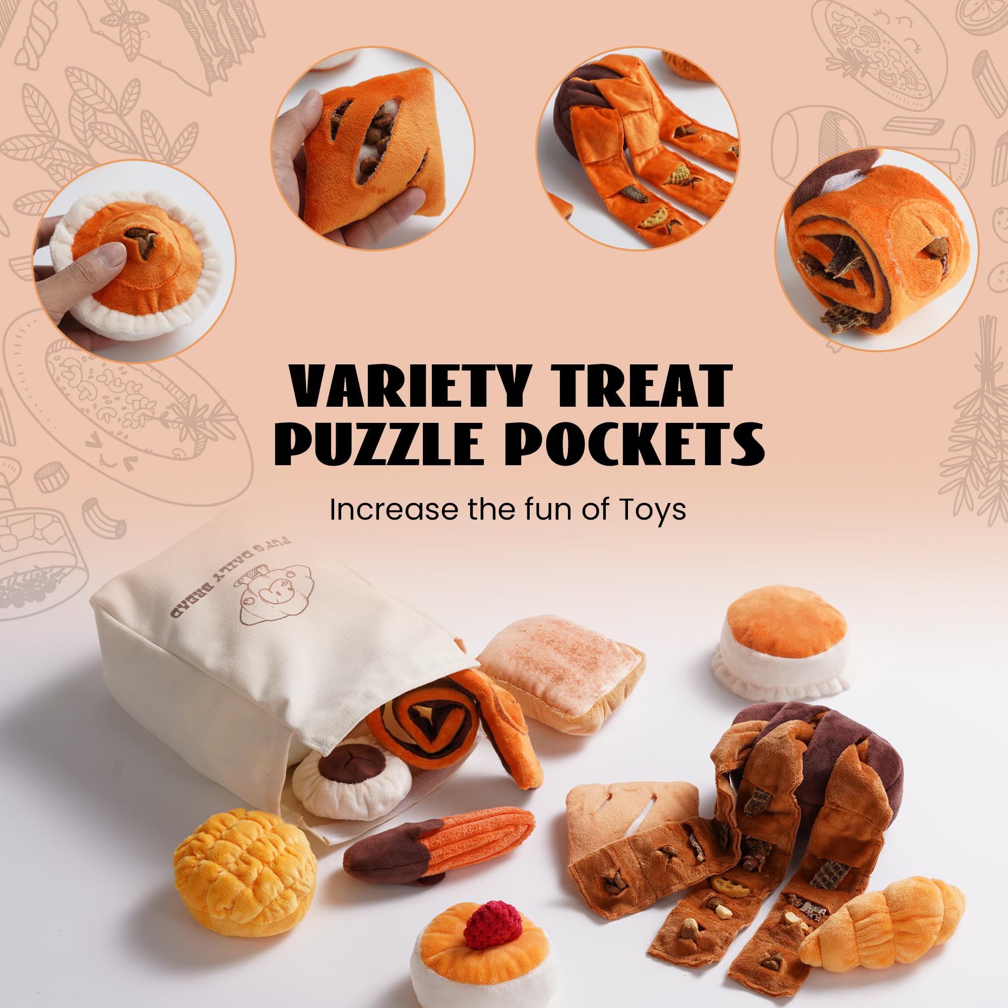 Nocciola 10-pack variety bread toys offers daily enrichment options.