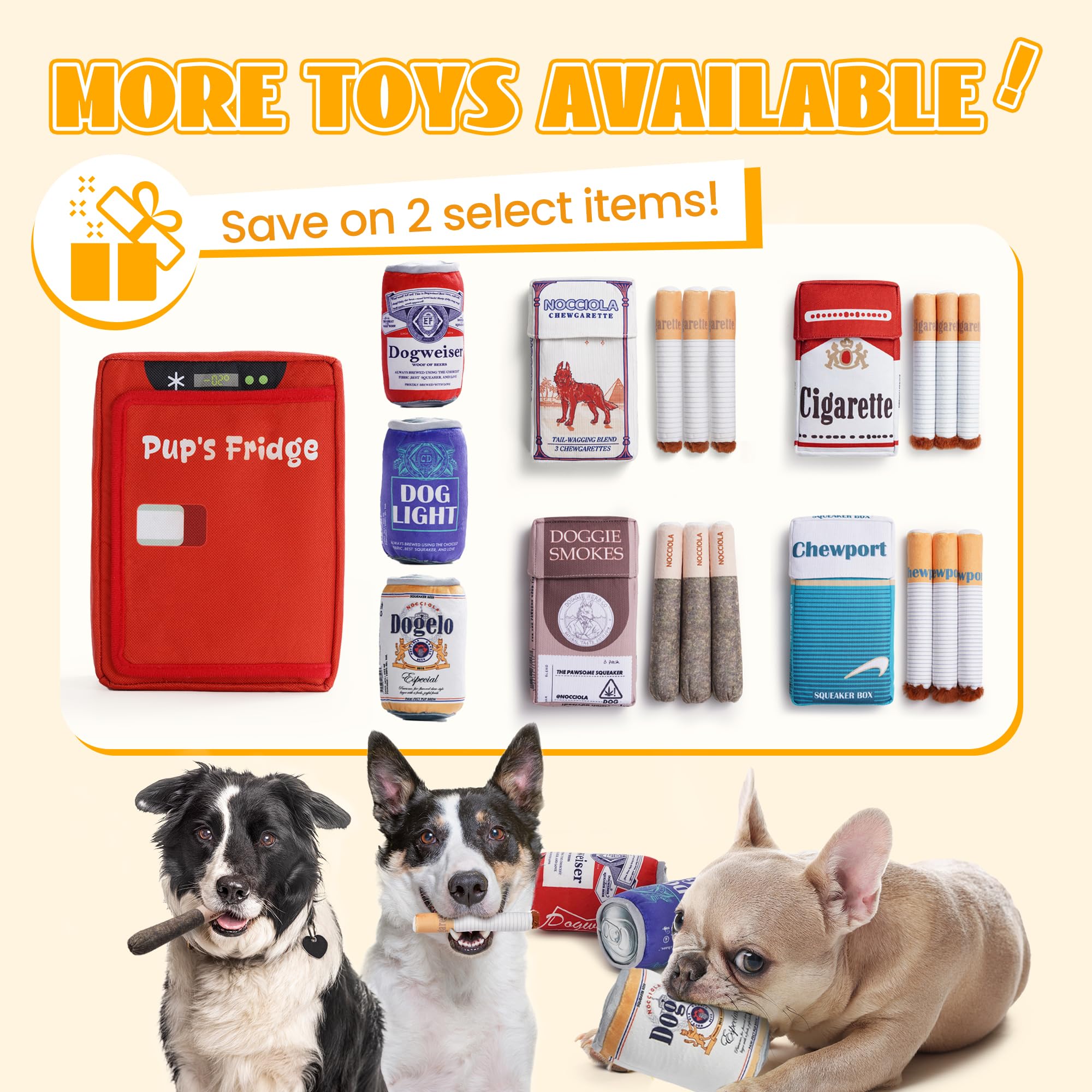 Nocciola beer-fridge toy in action—pets sniff, dig, and chase.