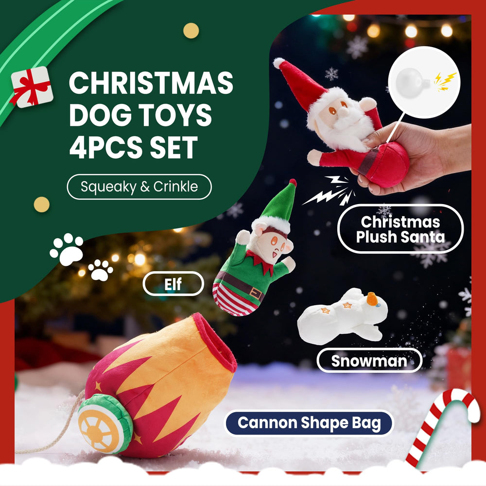 Nocciola Christmas Elf plush inside cannon bag for interactive hide-and-seek play.