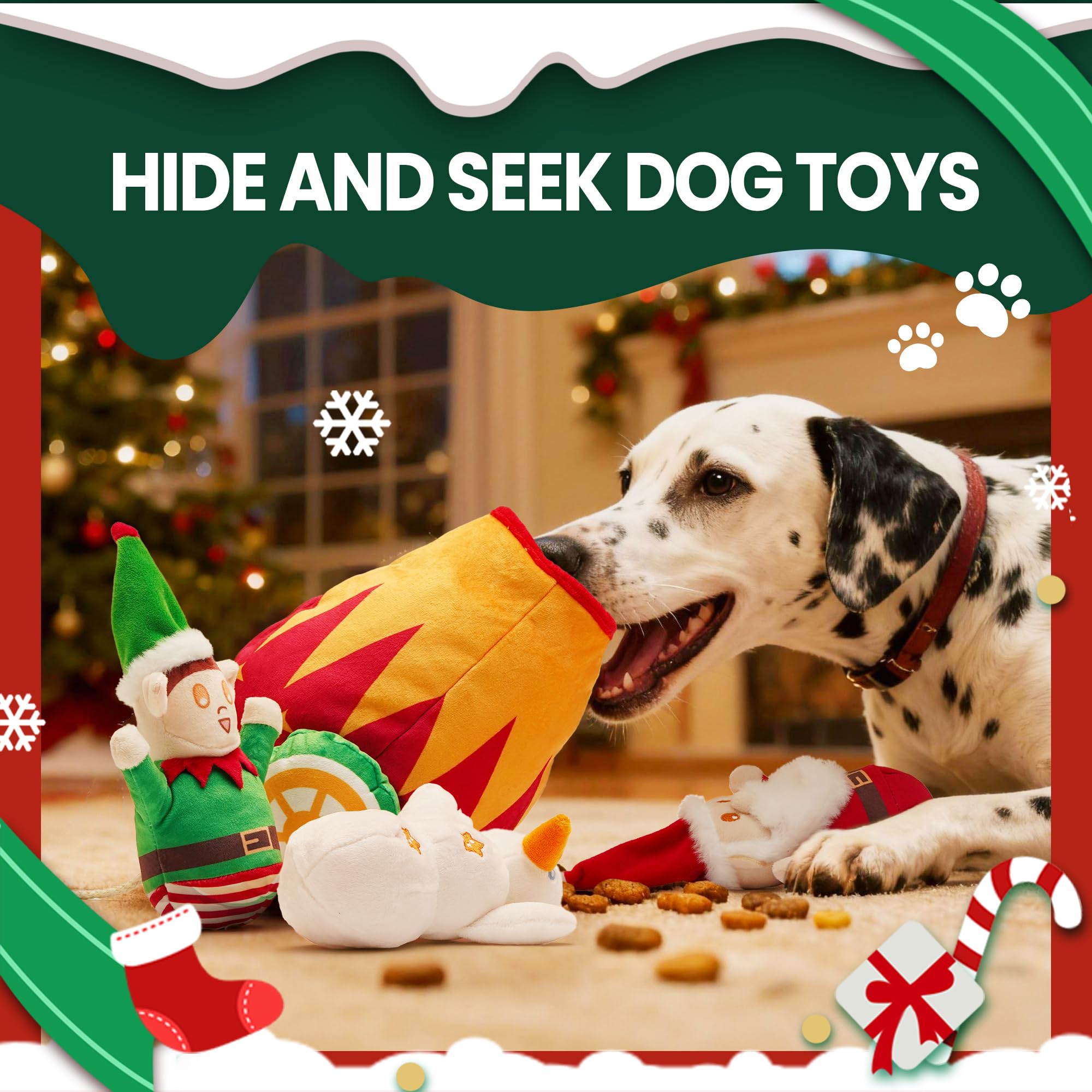 Nocciola Christmas Snowman plush inside cannon bag for interactive hide-and-seek play.