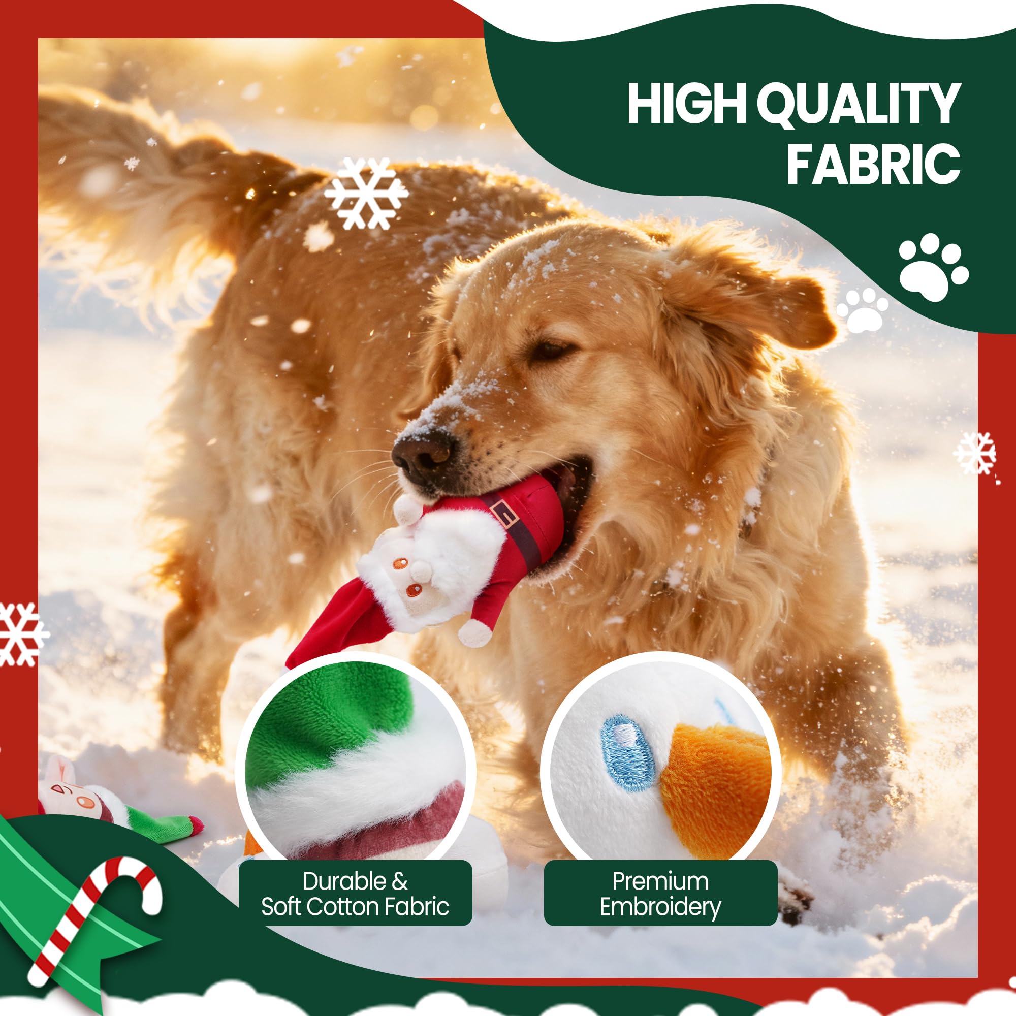 Nocciola Christmas squeaky-crinkle plush toys grab attention with double sound stimulation.