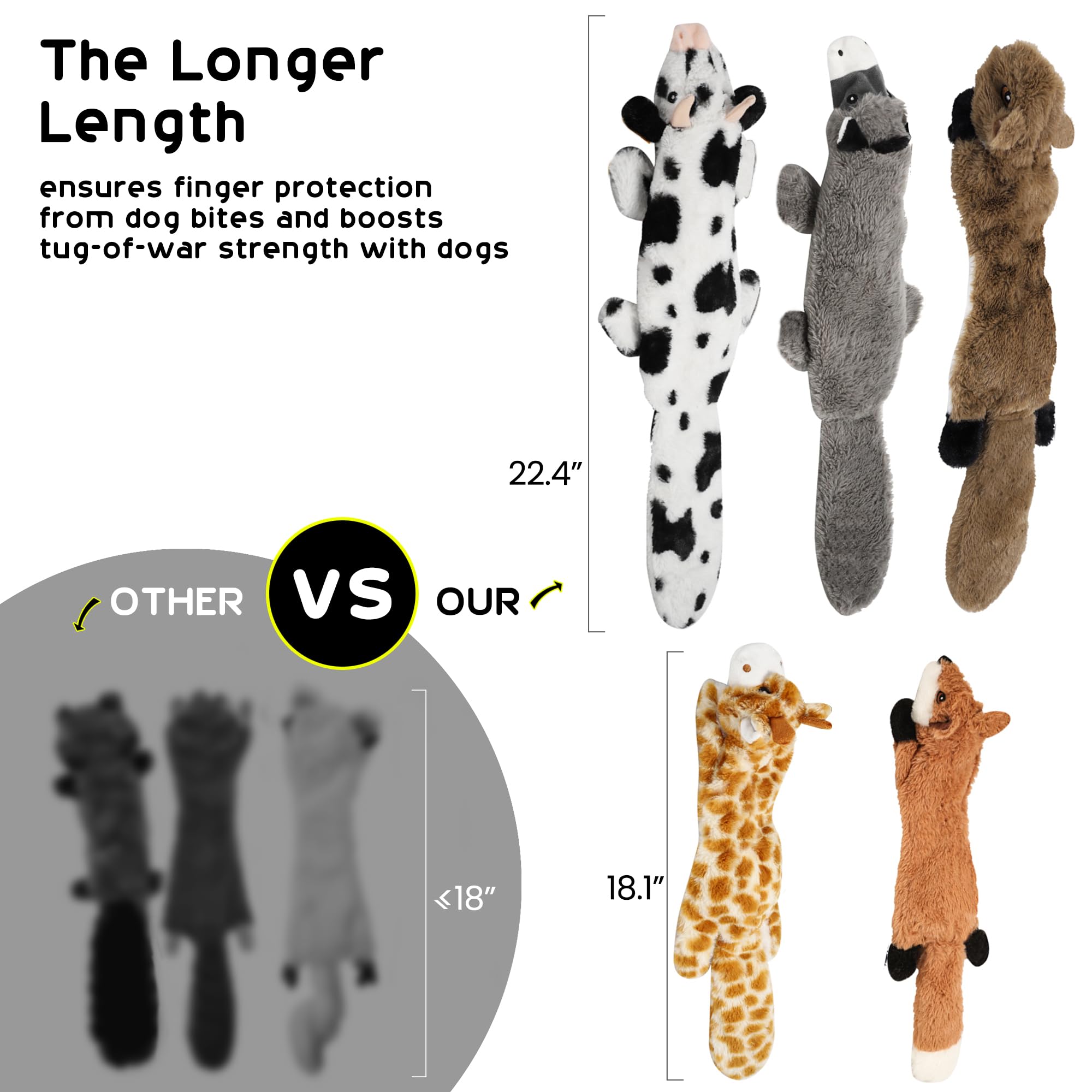 Nocciola dog squeaky toy crinkle fur provides soft feel and engaging crinkle sounds.