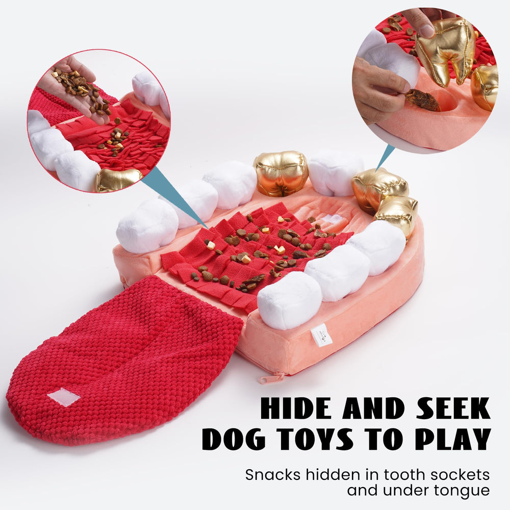 Nocciola Dog Toy includes squeakers in each tooth to energize play sessions.