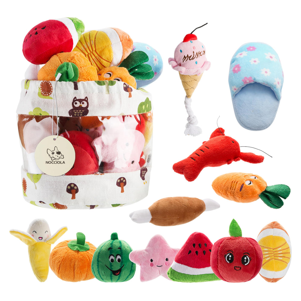 Nocciola dog toy watermelon sphere with squeaker, ideal for energetic play and dental relief.