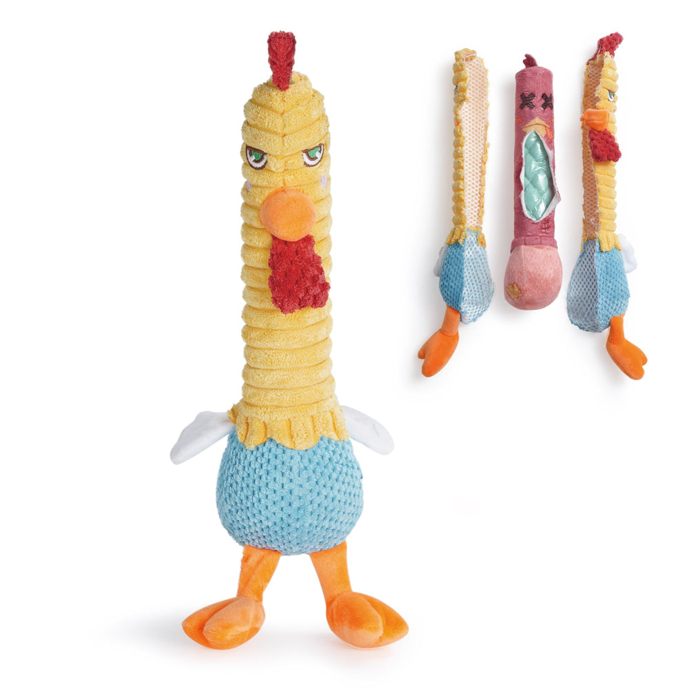Nocciola Rip and Reveal chicken toy outside plush view for engaging chewing.
