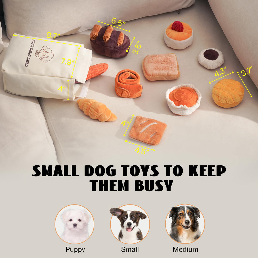 Nocciola soft plush material is gentle on small dogs' teeth.