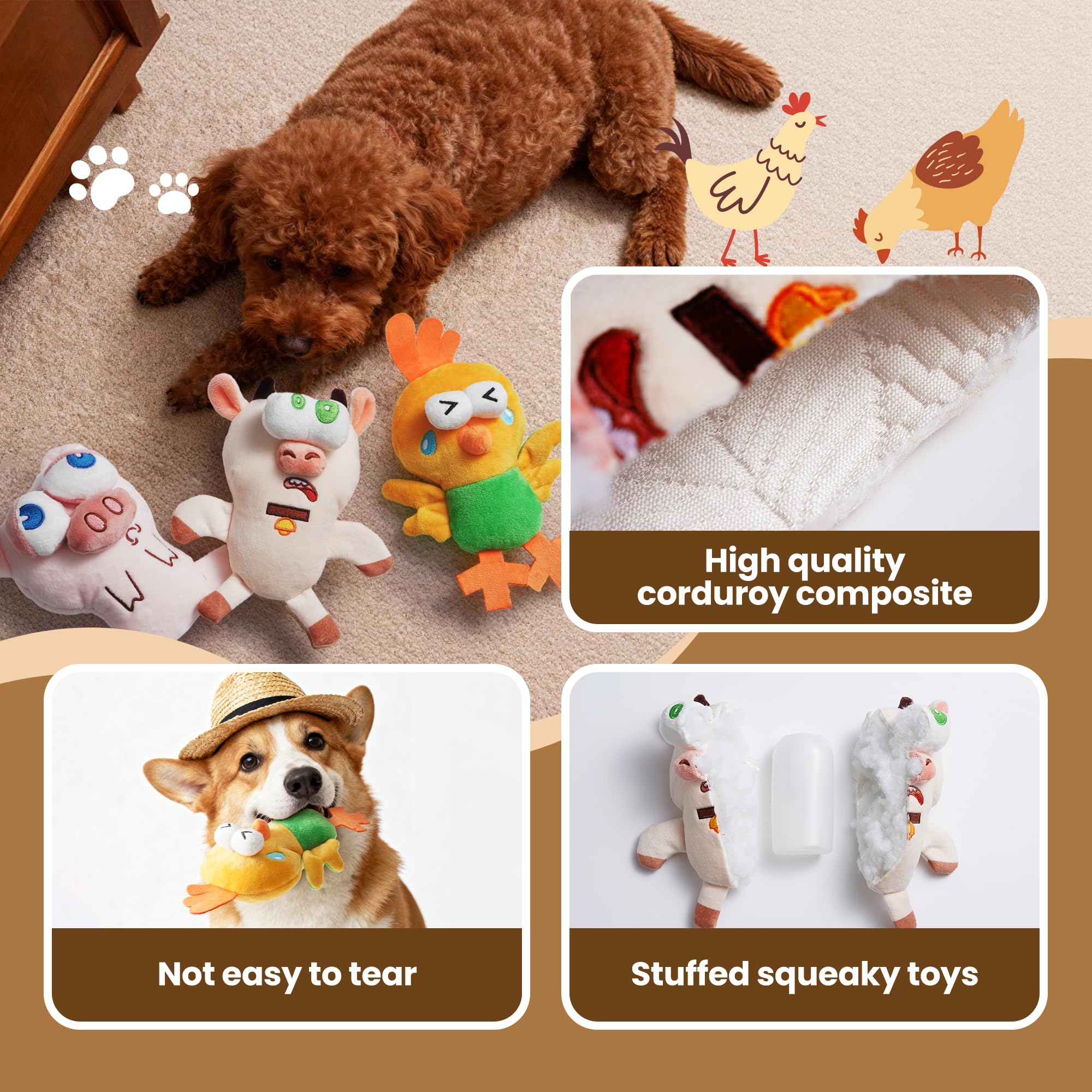 Nocciola Squeaky Dog Toys buffalo image showcases textured material for dental-friendly play
