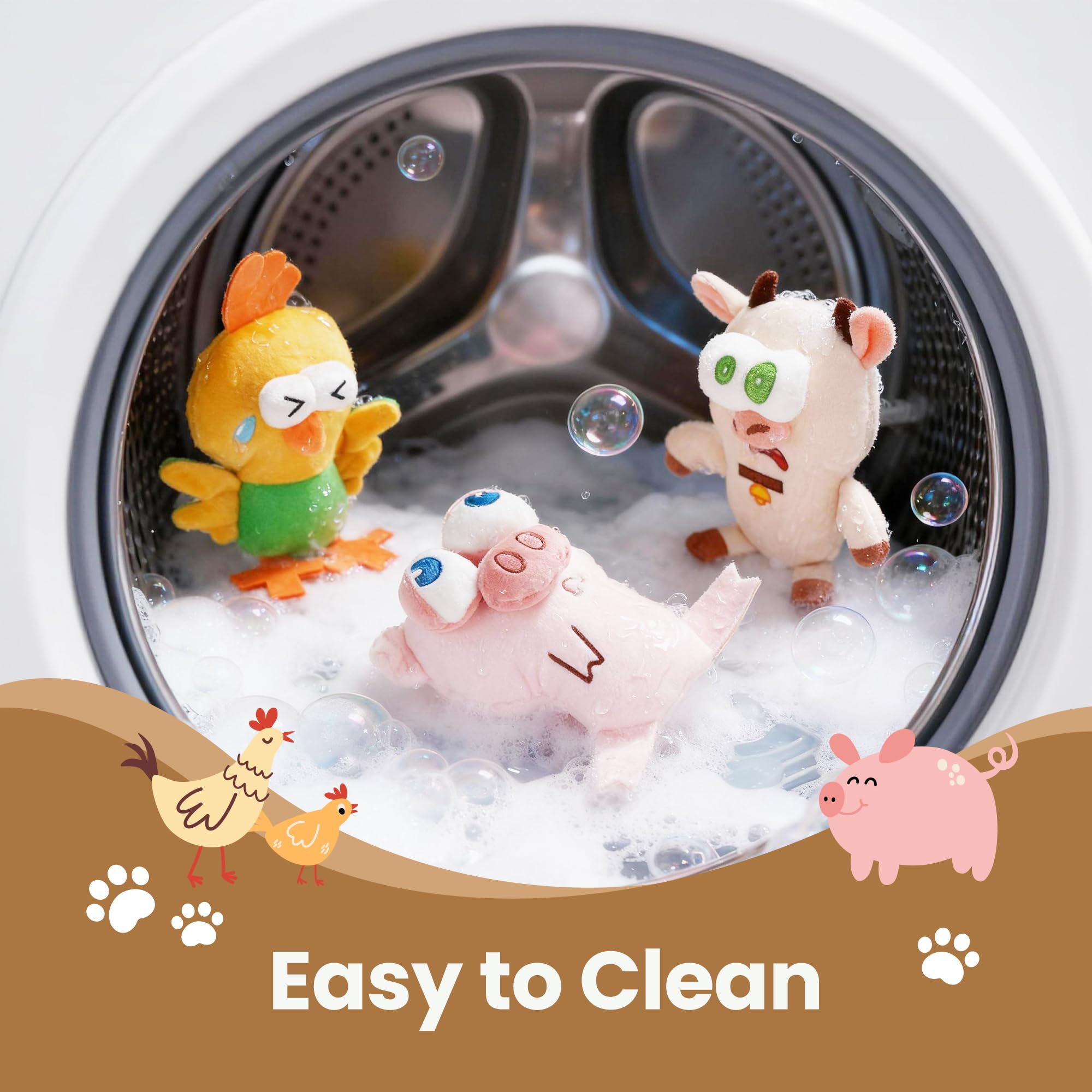 Nocciola Squeaky Dog Toys durable fabric close-up shows reinforced stitching for lasting fetch-and-chew sessions