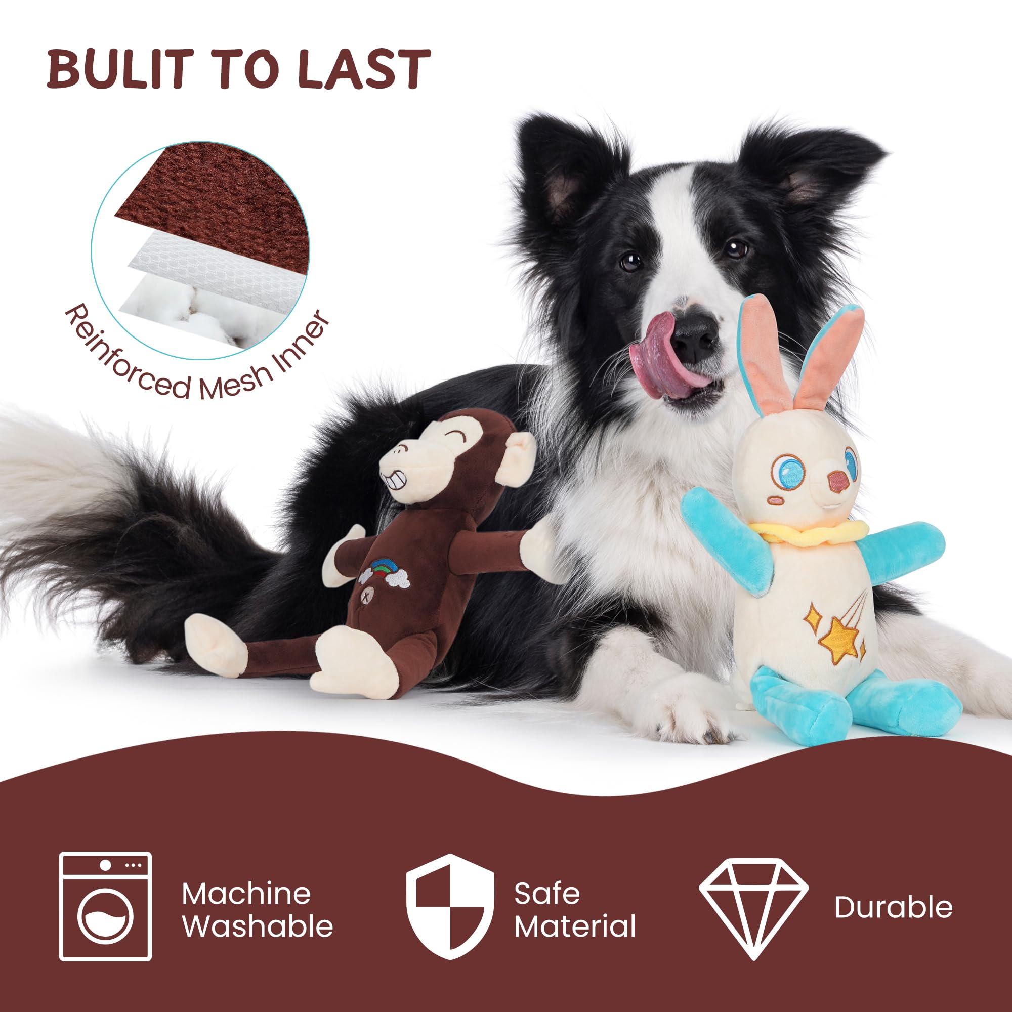 Nocciola tearable-pull-rip-apart toy reinforced inner mesh for long-lasting durability
