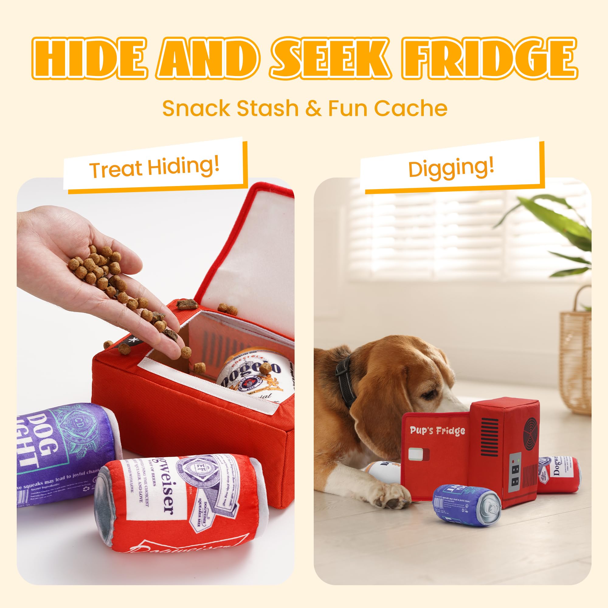 Nocciola three-pack beer-themed toys—great gift for dog lovers.