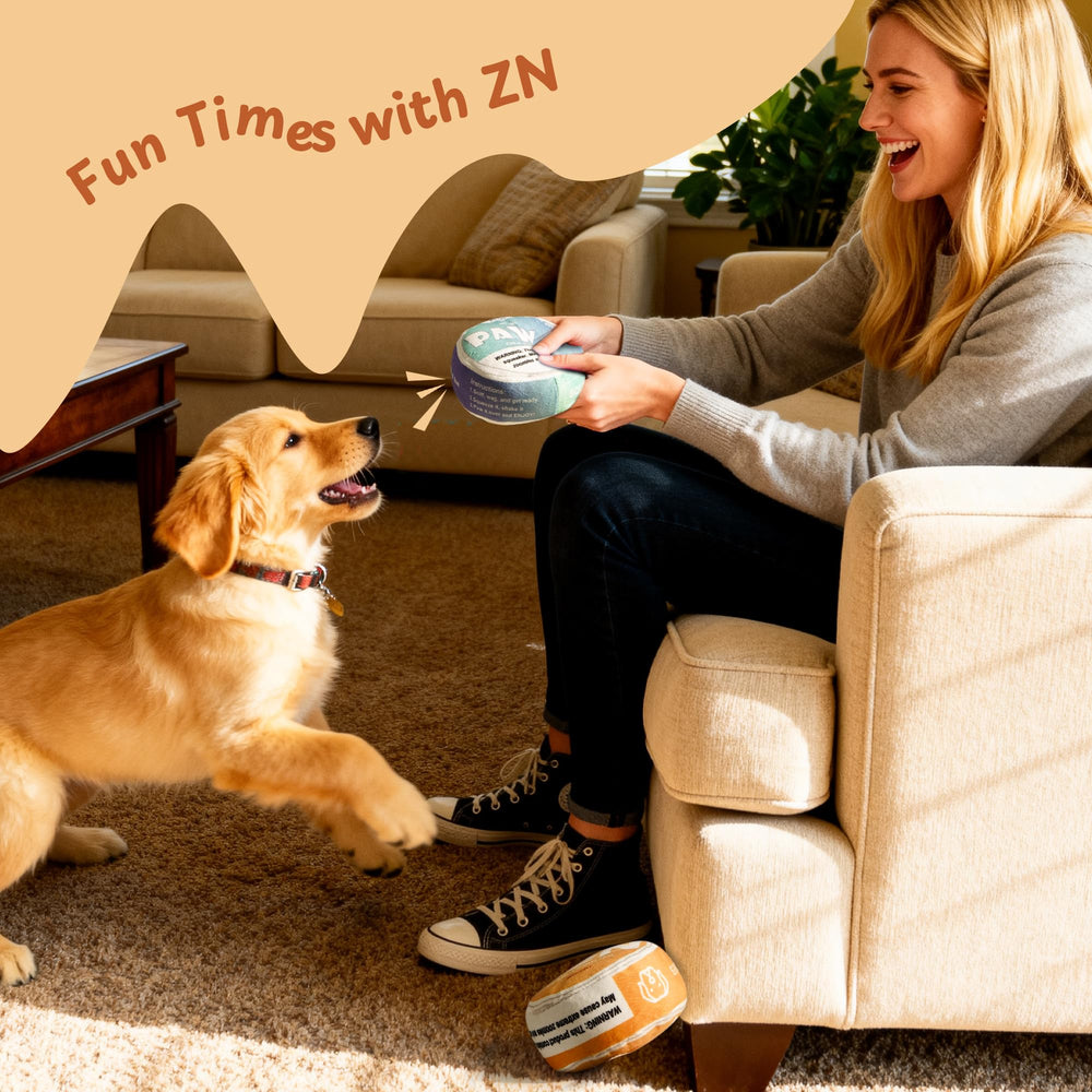 Nocciola ZN blue plush toy with cotton-filled interior for gentle chewing.