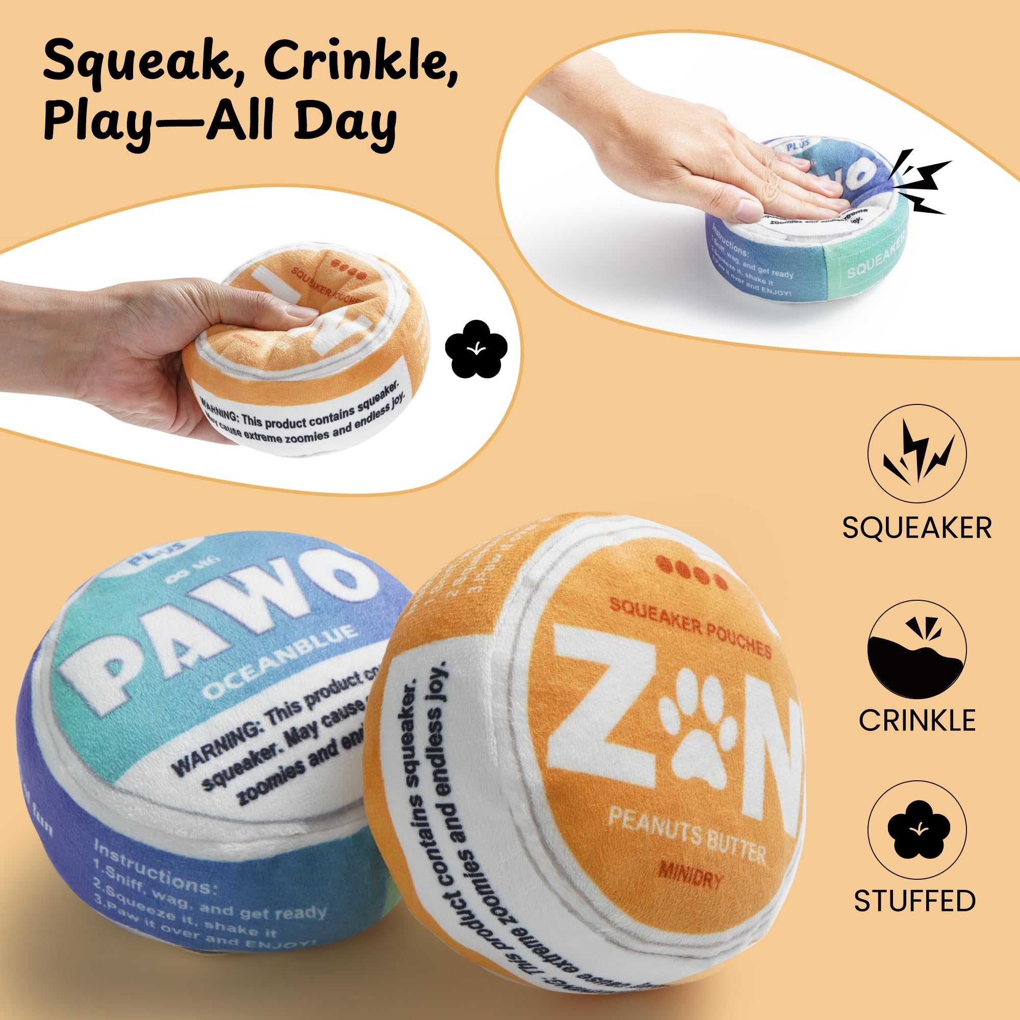 Nocciola ZN blue plush dog toy with soft fabric for cuddling.