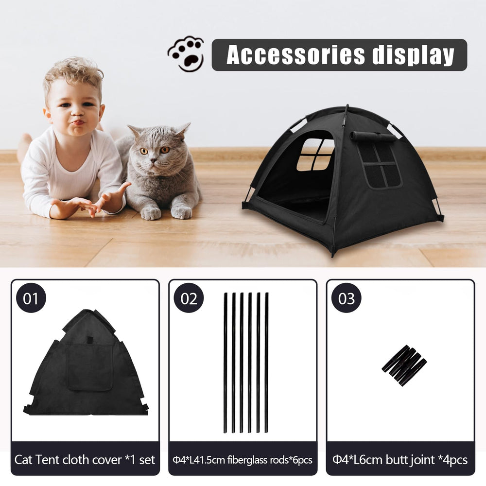 Nockovi Open Design Pet Tent size 23.6x23.6x17.7 inches fits small pets.