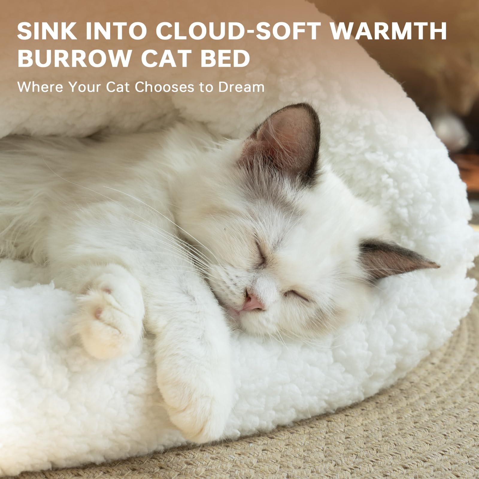 NODARKO cat sleeping bag two-sides warmth with cloud-soft textures for versatile comfort.