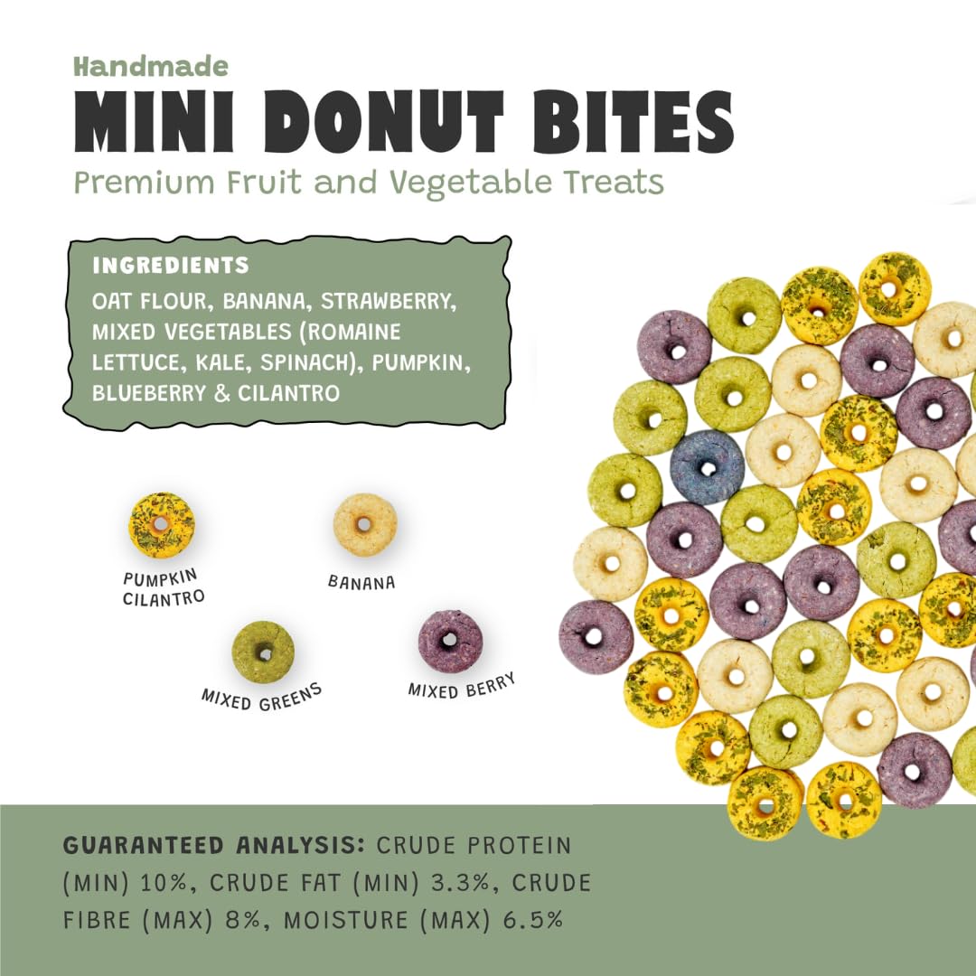 No Furries Delights mixed berries mini donuts close-up crunch for enrichment and training
