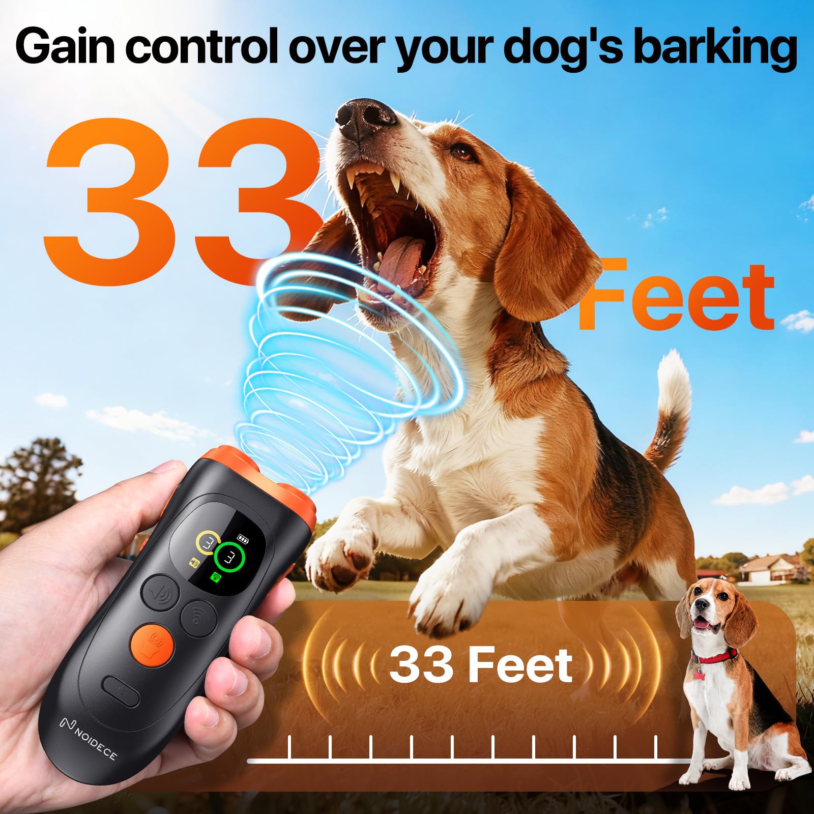 NOIDECE device delivers up to 33-foot range for outdoor bark control.