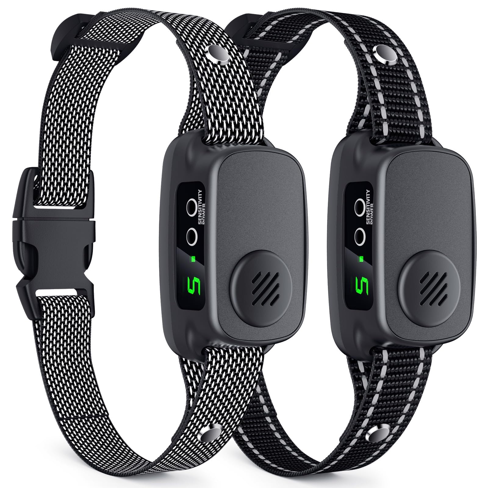 NOIDECE bark collar 2-pack front view with durable nylon strap for daily training.