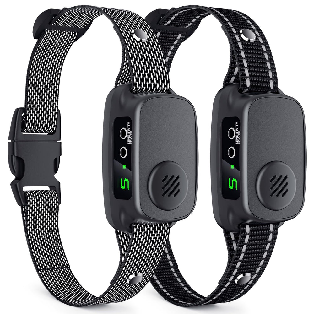 NOIDECE bark collar 2-pack front view with durable nylon strap for daily training.