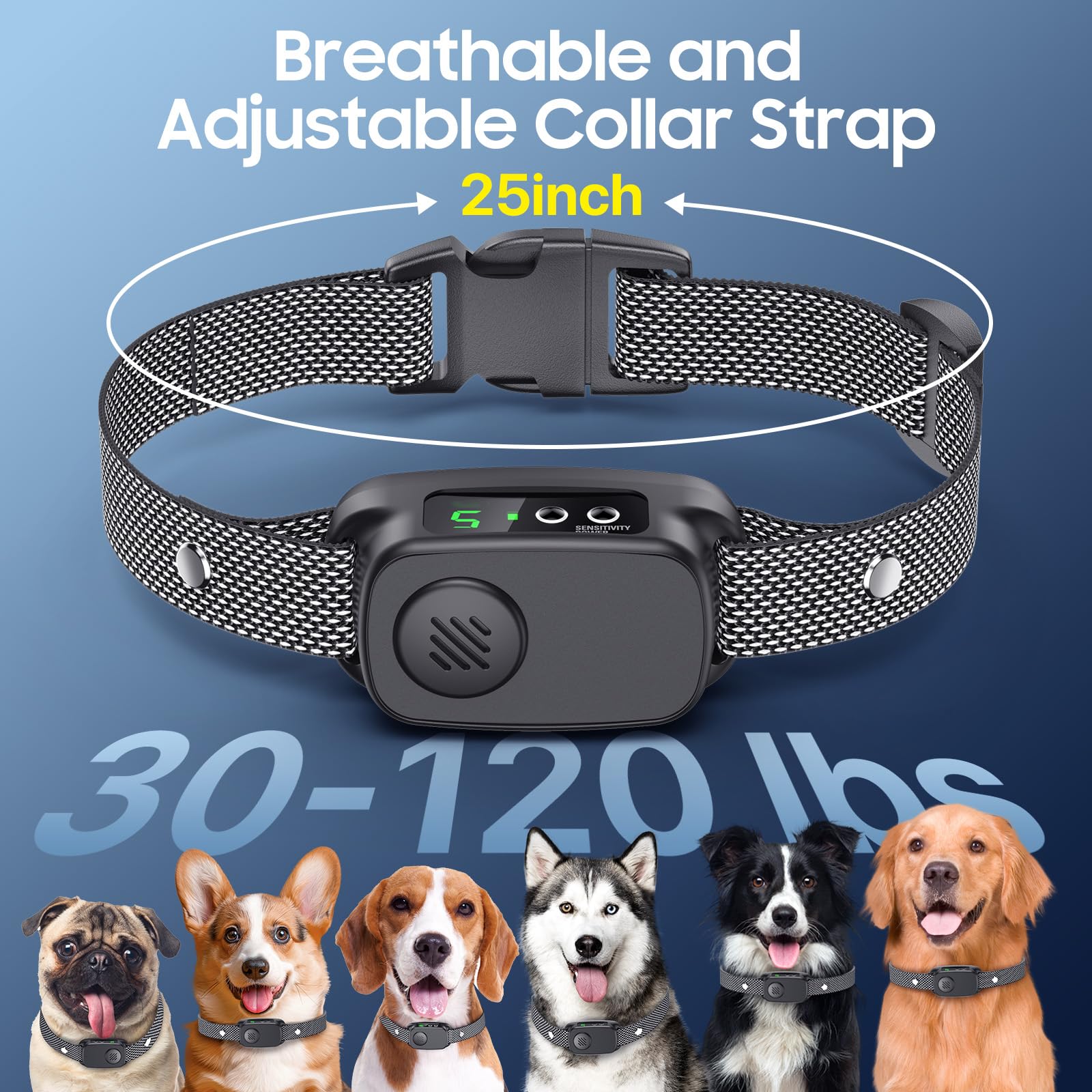NOIDECE bark collar digital display highlights the protection pause when needed.