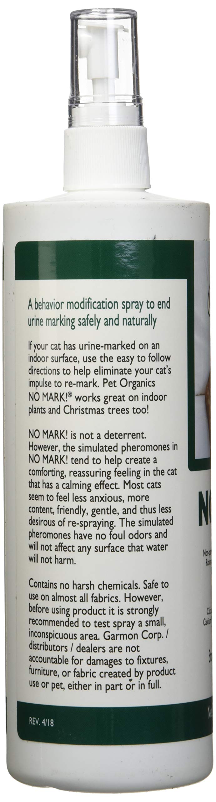 Nomark Cat Spray helps deter urine marking on furniture and carpets.