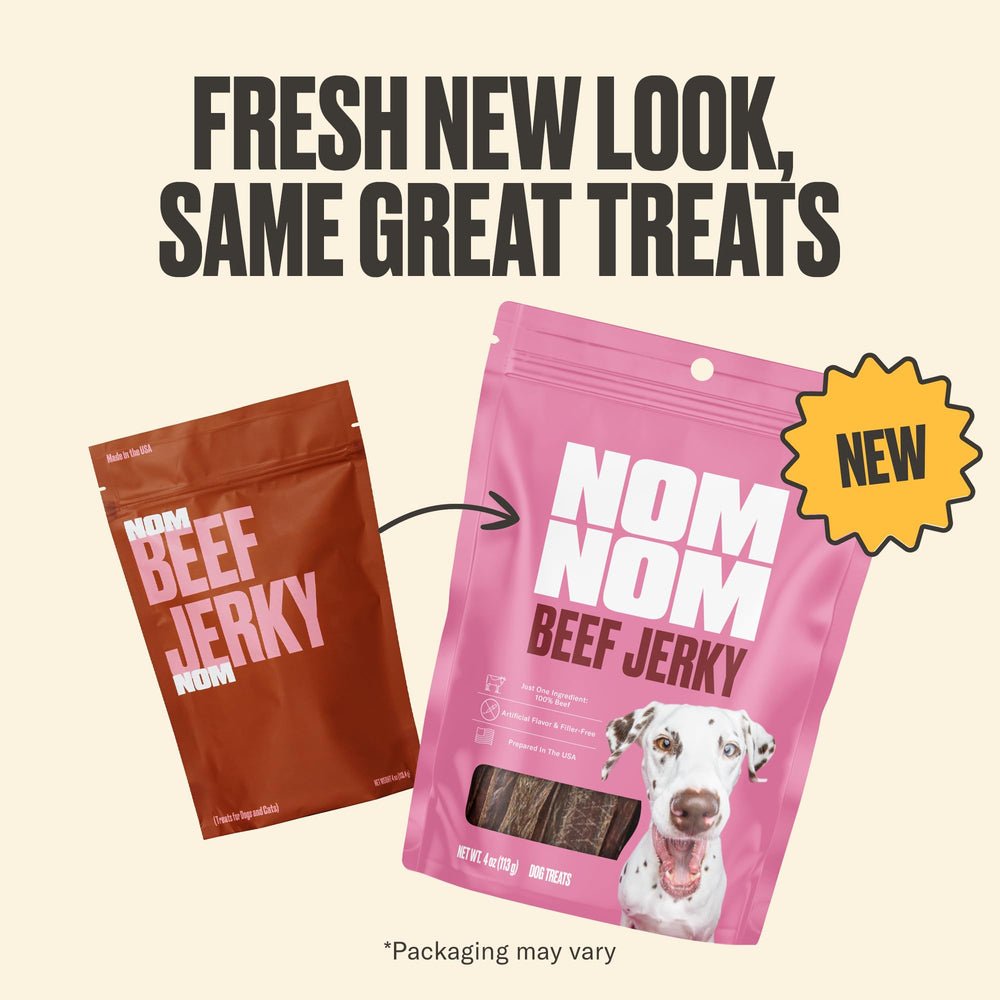 NomNomNow beef jerky treats pieces, ideal for bite-sized rewards during training.