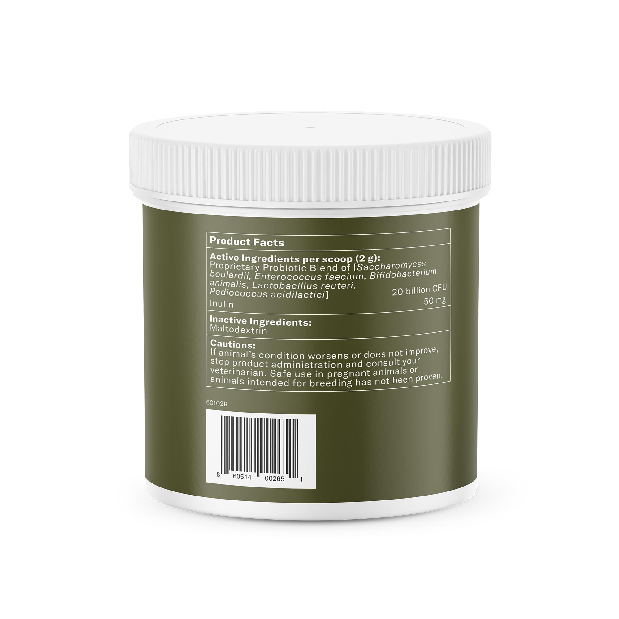 Nom Nom probiotic powder scoop for precise dosing and easy use.
