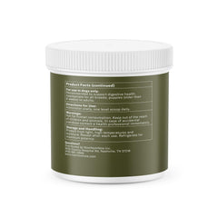 Nom Nom Saccharomyces boulardii highlight supports gut health in dogs.