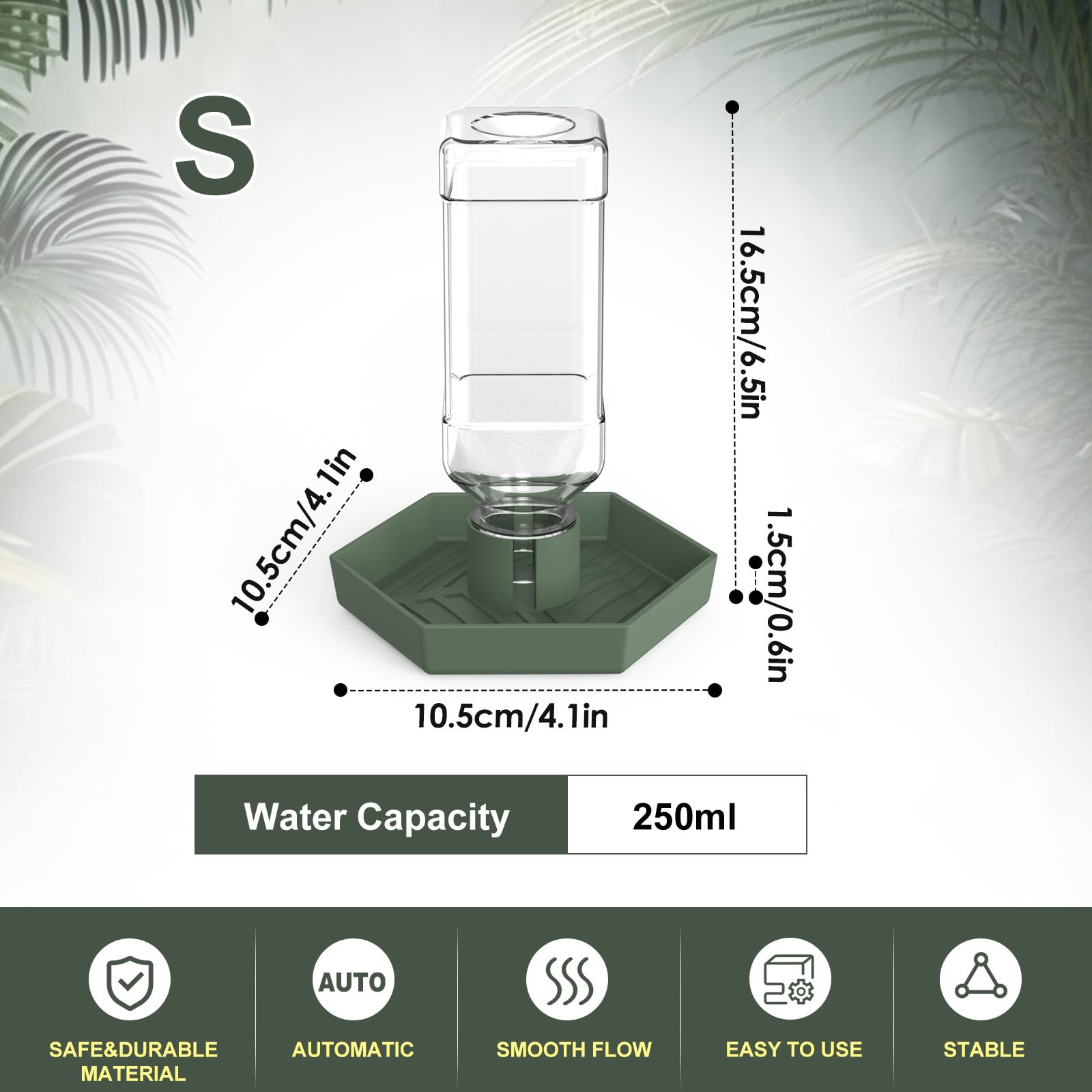 Nomoy stable hexagonal-base water dish supports spill-free hydration.