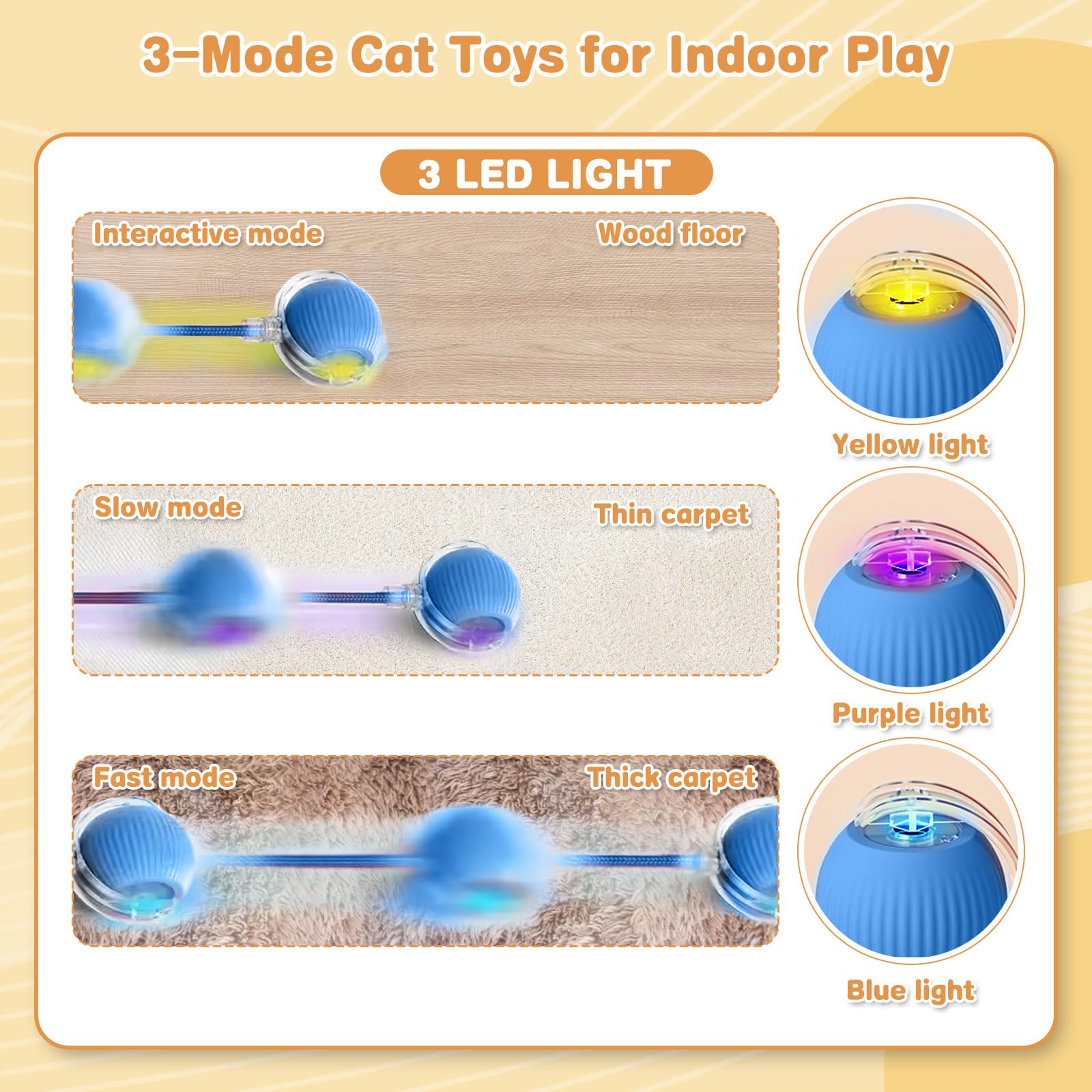 NONENDU 360-degree-moving cat toy blue-led highlights dynamic play sessions.